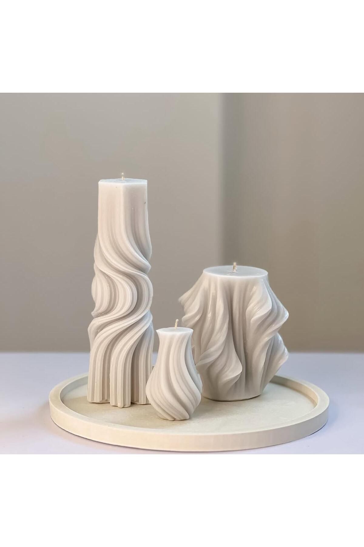 SCA CANDLE Dekoratif Mum Dalga+Vazo +Dalga Toplam 3 Parça