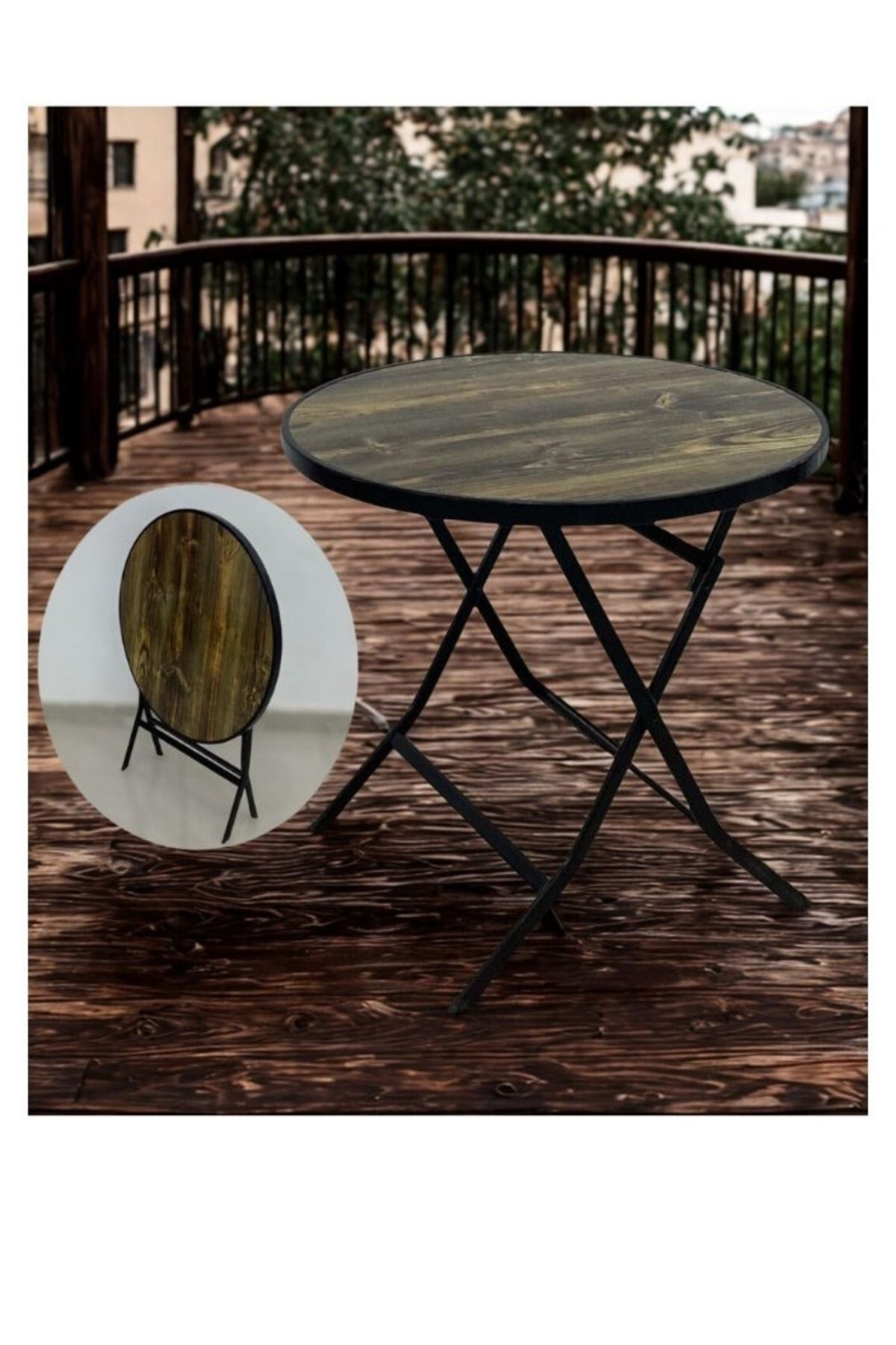 smart home-Round Folding Dining Table - Folding Cafe Table with Fiber Top - 80 x 80 cm - Stylish and Sturdy Design 2