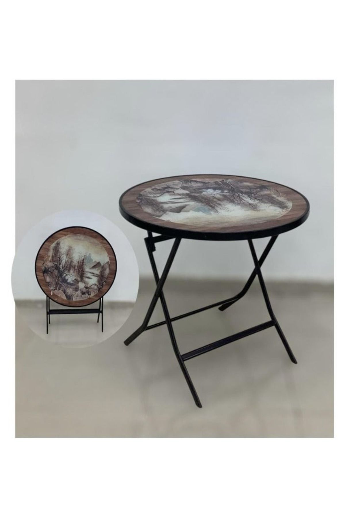 smart home-Round Folding Dining Table - Folding Cafe Table with Glass Top - 80 x 80 cm - Stylish and Sturdy Design 4