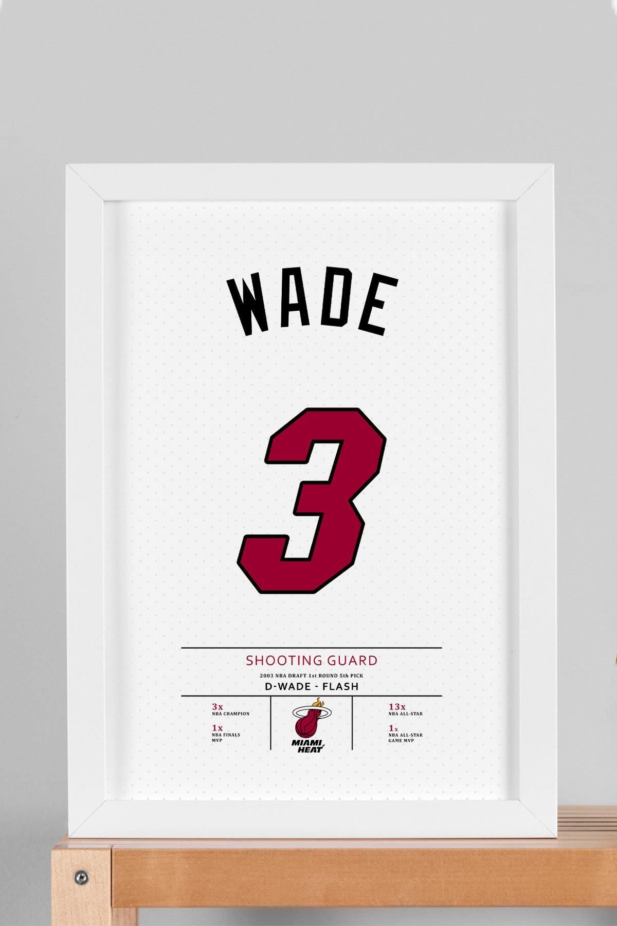 Saturn Dwyane Wade Forma Çerçeveli Tablo - NBA Miami Heat Jersey