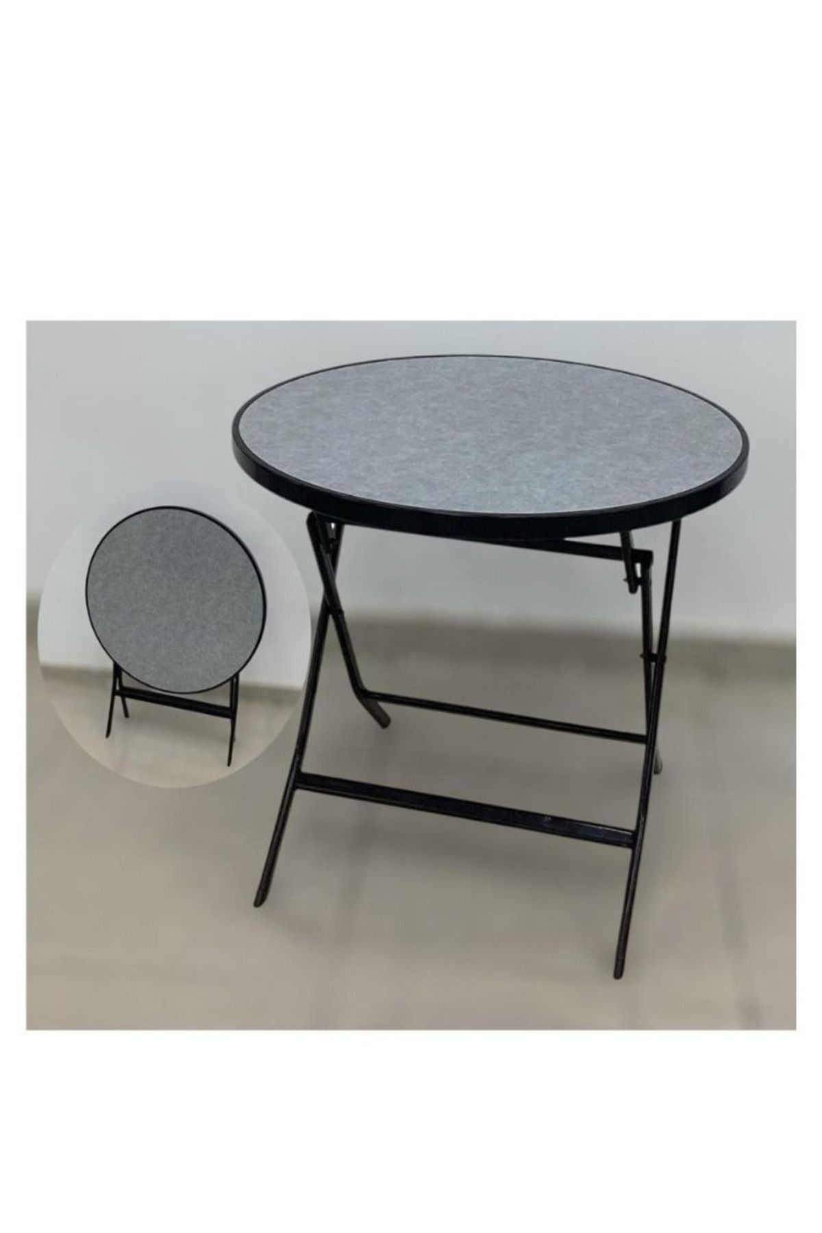 smart home-Round Folding Dining Table - Folding Cafe Table with Fiber Top - 80 x 80 cm - Stylish and Sturdy Design 4