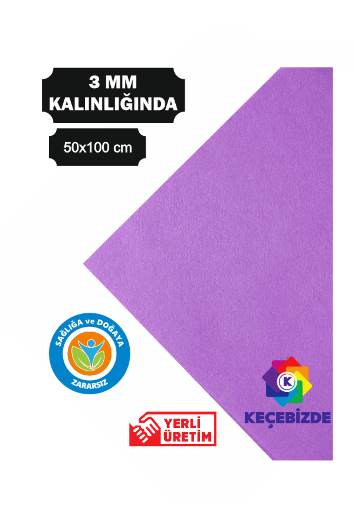 KeçeBizde LİLA KALIN KEÇE 3 MM 50 X 100 CM EBATINDA