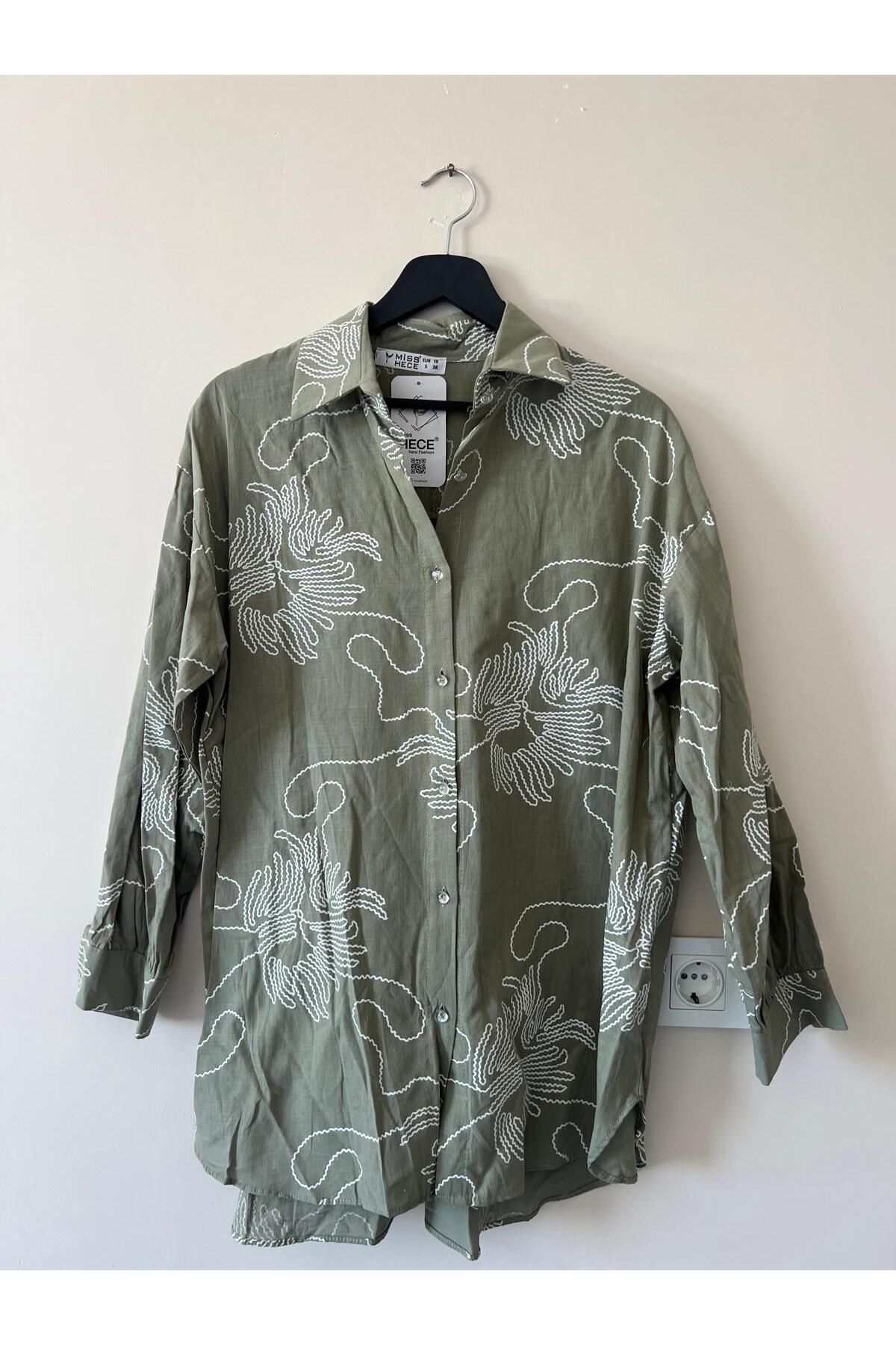 Trend Marfa Oversize Desenli Gömlek