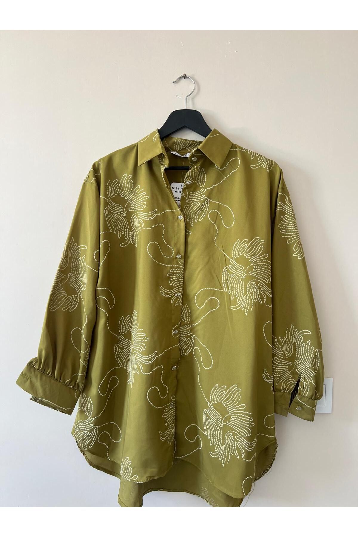 Trend Marfa Oversize Desenli Gömlek