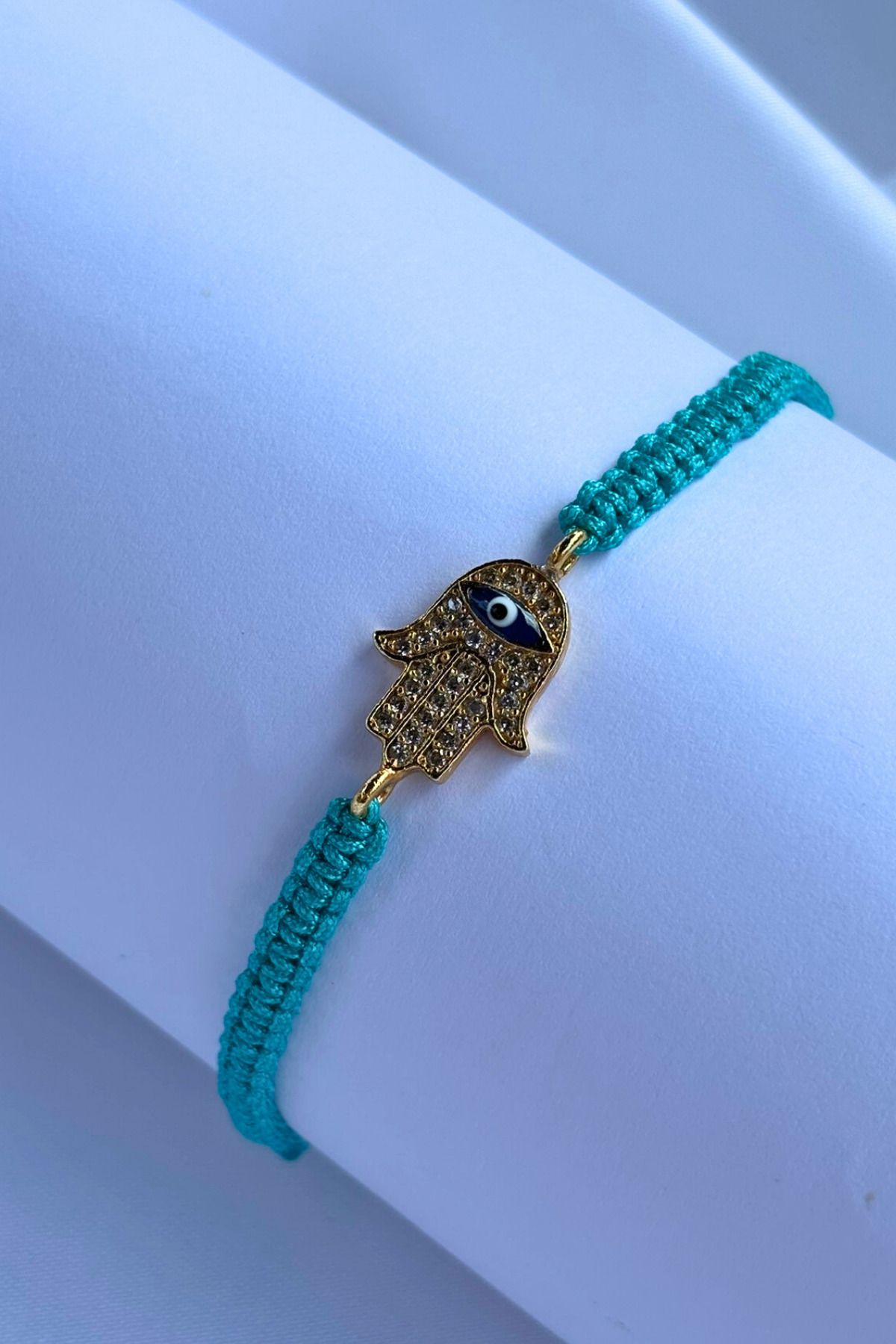 Begondio Hamsa El Motifli El Yapımı Tasarım Kadın Bileklik