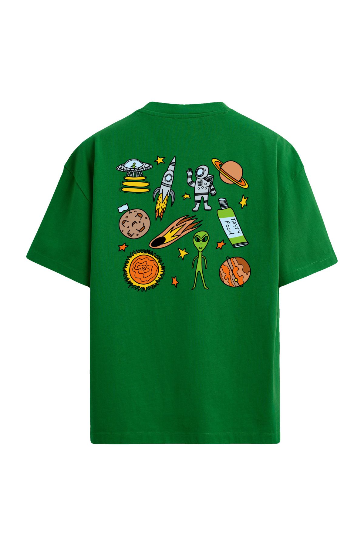 Colermi Uzay Temalı Sırt Baskılı Oversize T-Shirt
