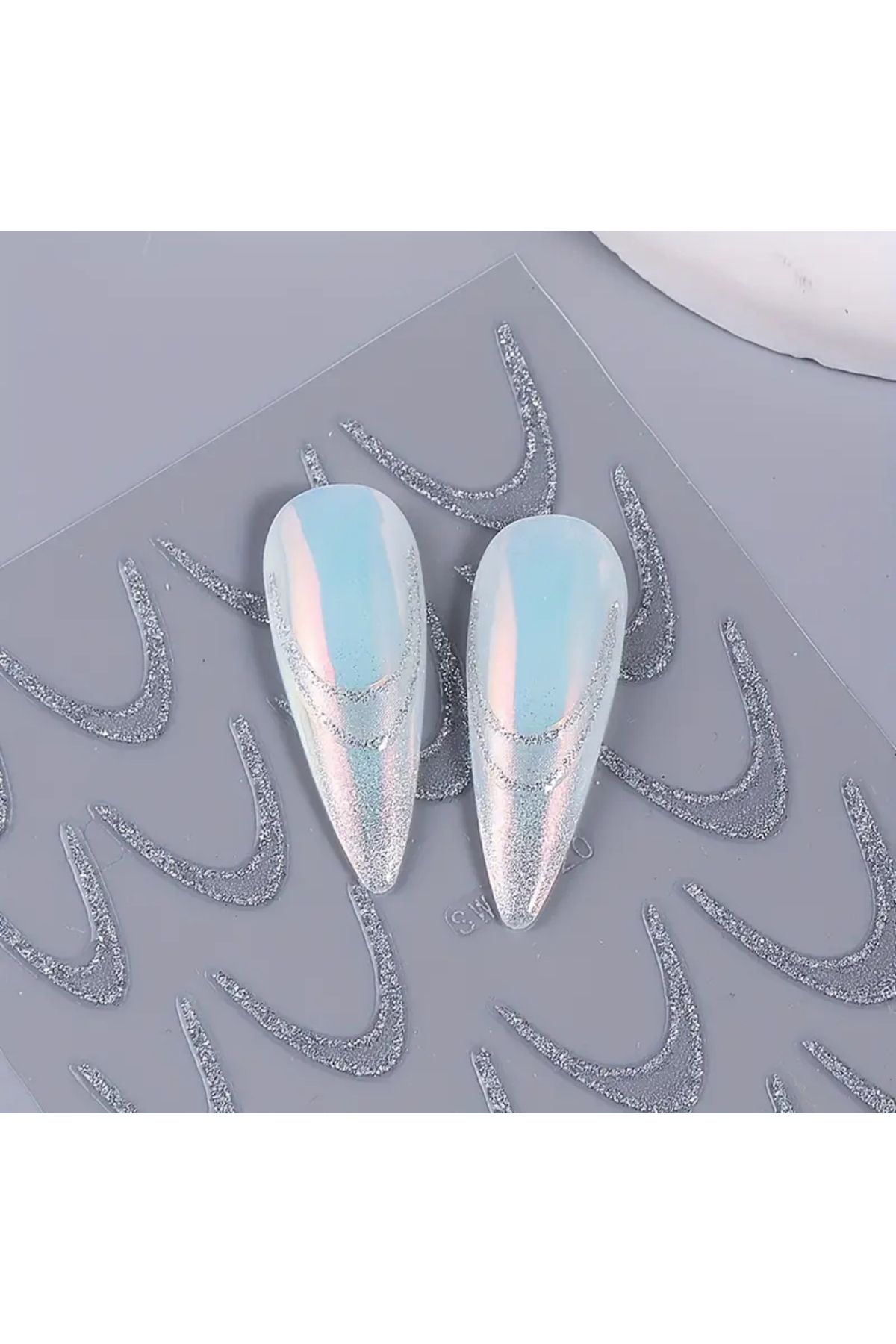 zeinapp Kendinden Yapışkanlı Simli French Tırnak Sticker Nail Sticker Tırnak Sanatı