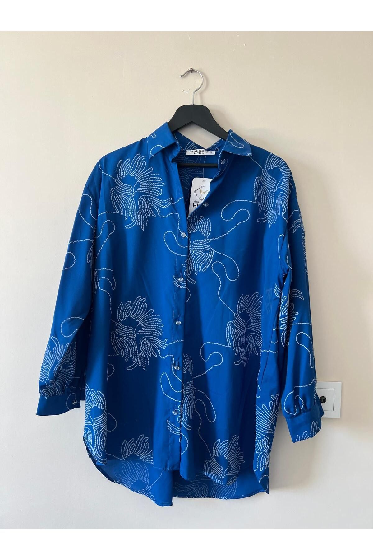 Trend Marfa Oversize Desenli Gömlek
