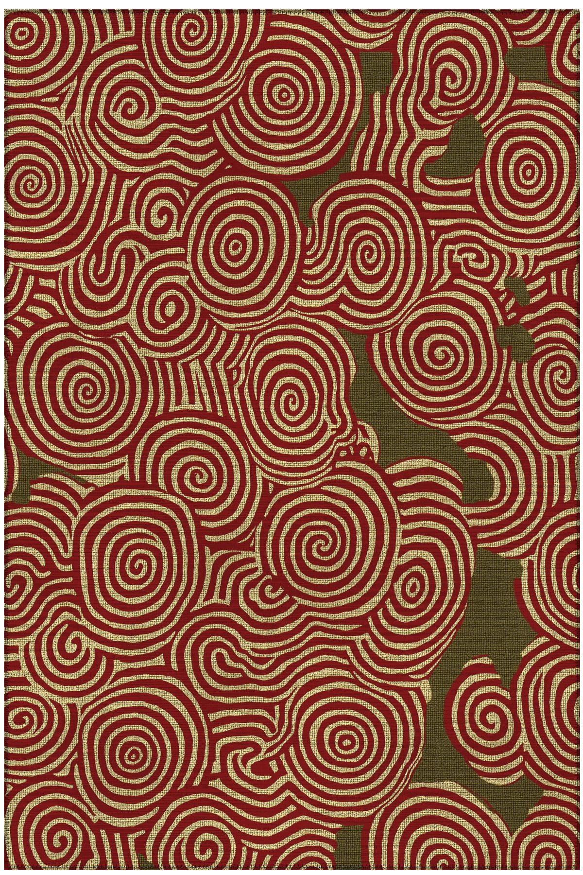 ArtEra Halı Porto 80 Yeşil Bordo Soyut Desenli Halı Tasarım Modern Oturma Odası İnce Yazlık Ev Oda Salon Halısı