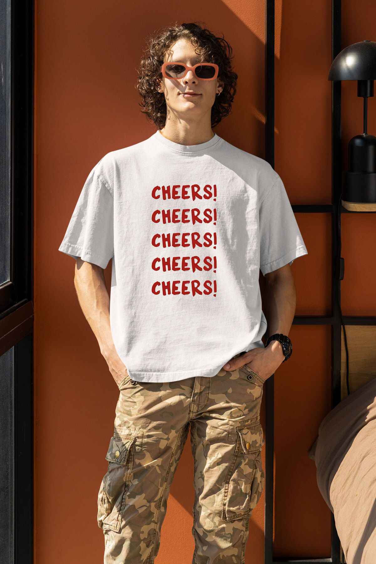 onsrawear Cheers Old Money Vintage Şerefe Yazı Baskılı Yazlık Oversize %100 Pamuk T-shirt