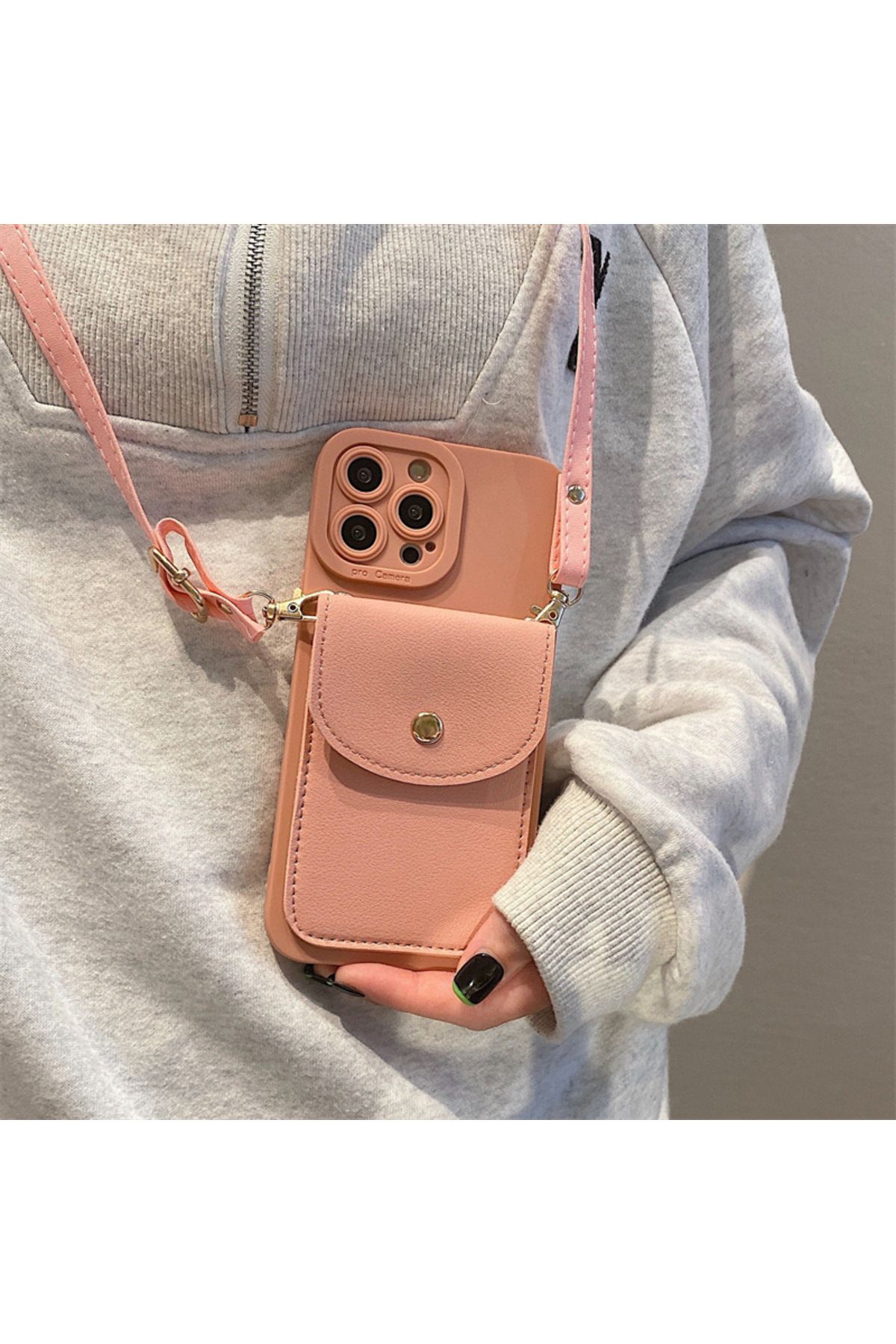Rosaland0 iPhone 14 omuz askılı telefon kılıfı