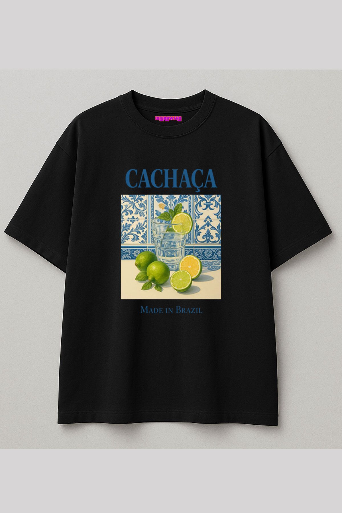 onsrawear Y2K Cachaça ve Limon Tasarım Yaz İçecek Kokteyl Baskılı Oversize %100 Pamuk T-shirt