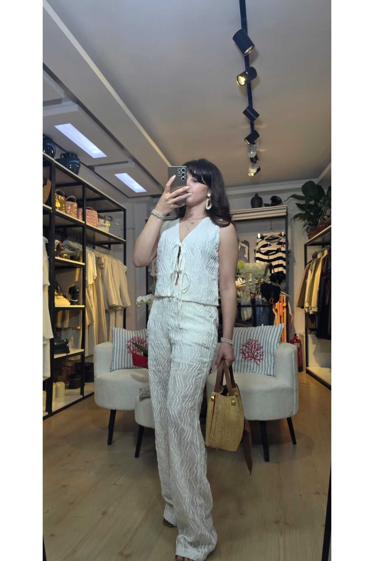 MODA Astarlı pantolon bluz takım