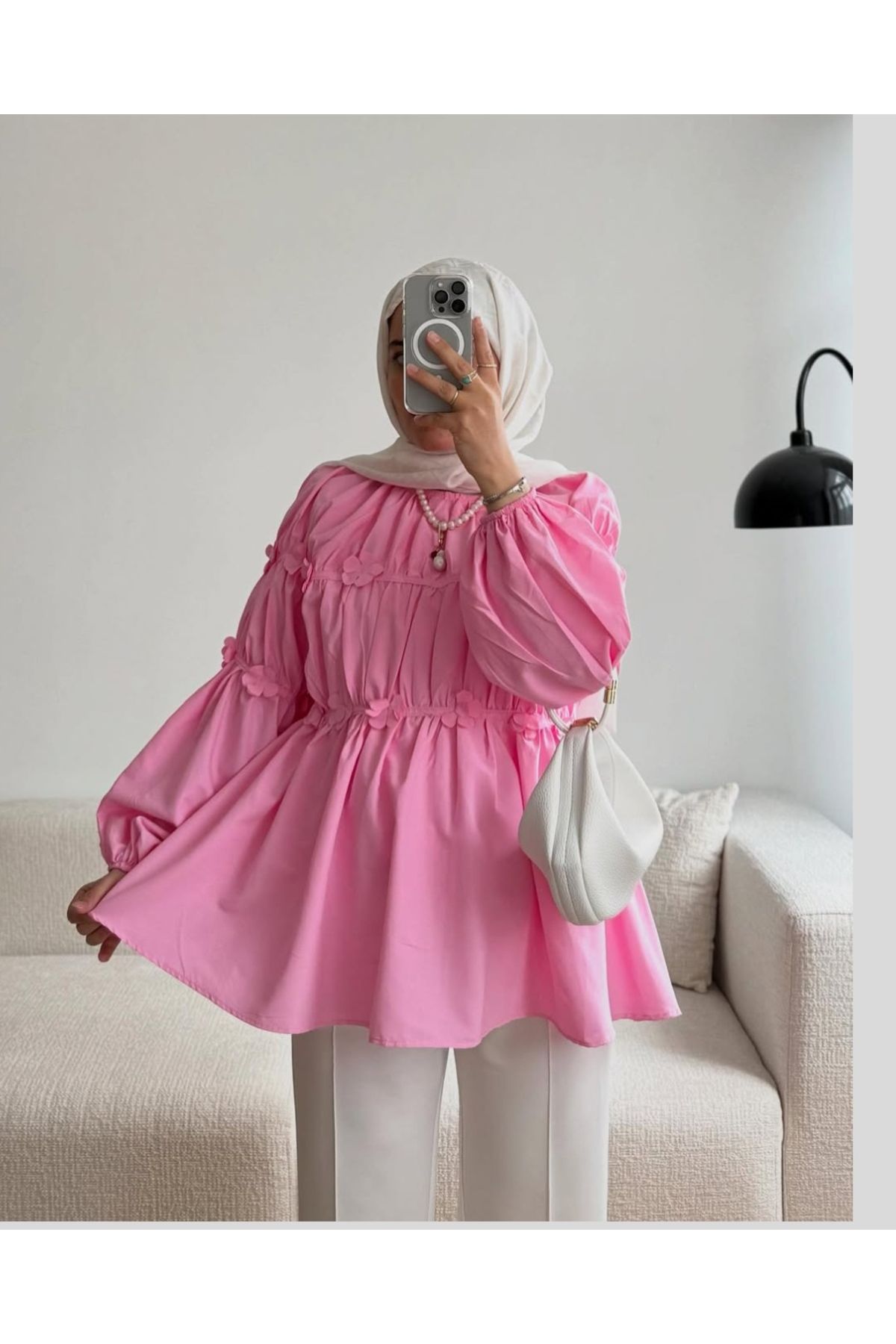 GÜLSEVEN Pembe çiçekli gömlek modeli en popüler rek