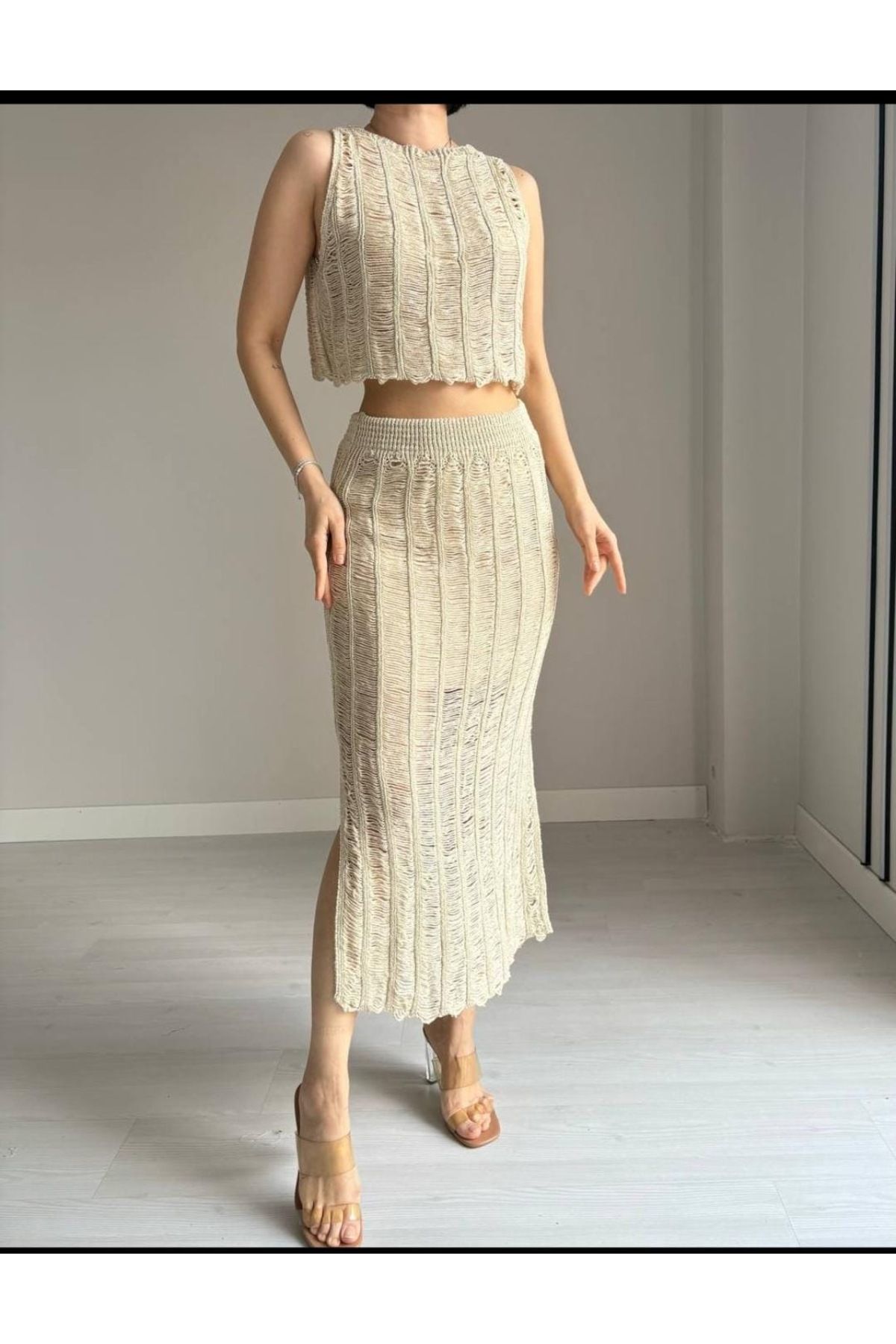 MODA Etek bluz örme ikili takım