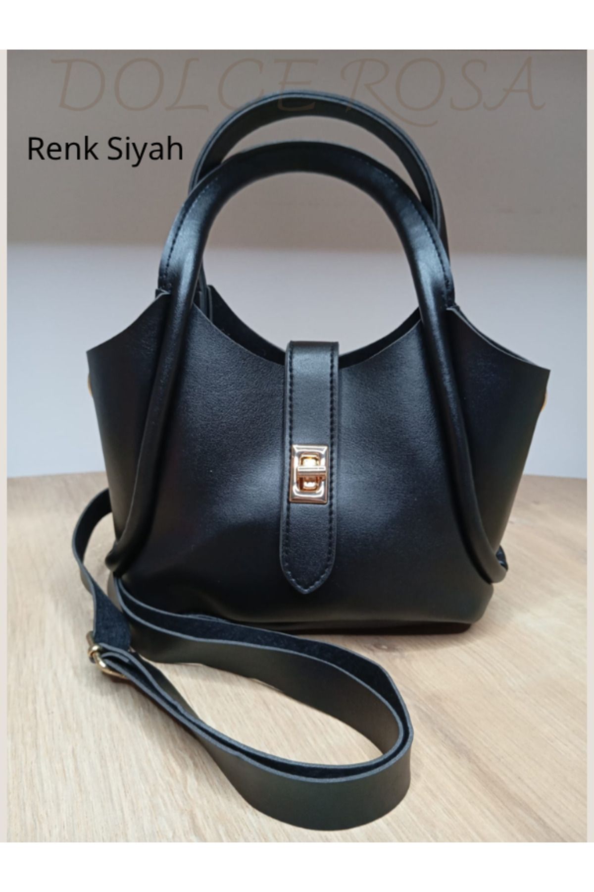 Dolce Rosa Kadın El ve Omuz Siyah Askılı Lüx Model Çanta 25x15