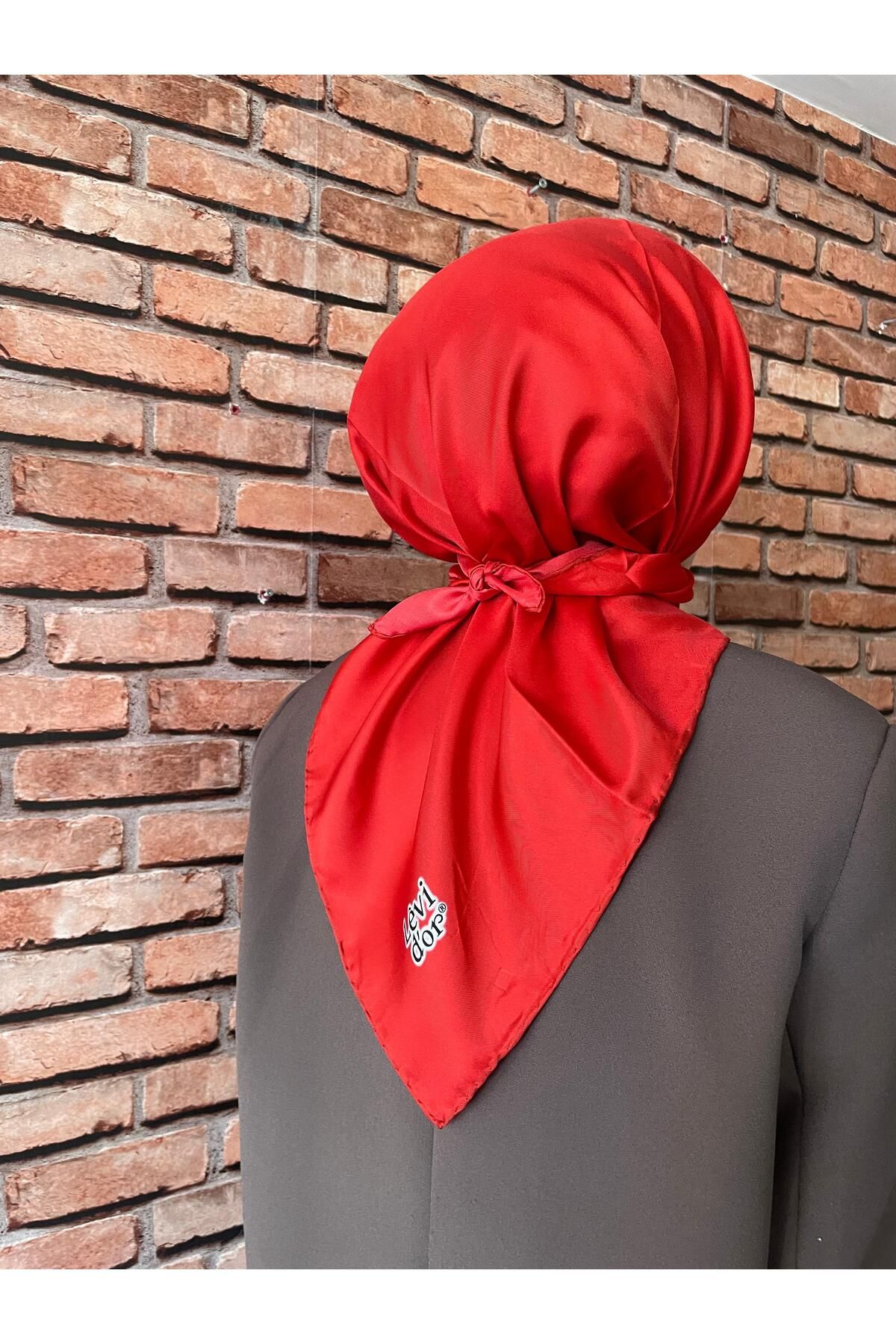 Levidor kırmızı twill ipek eşarp