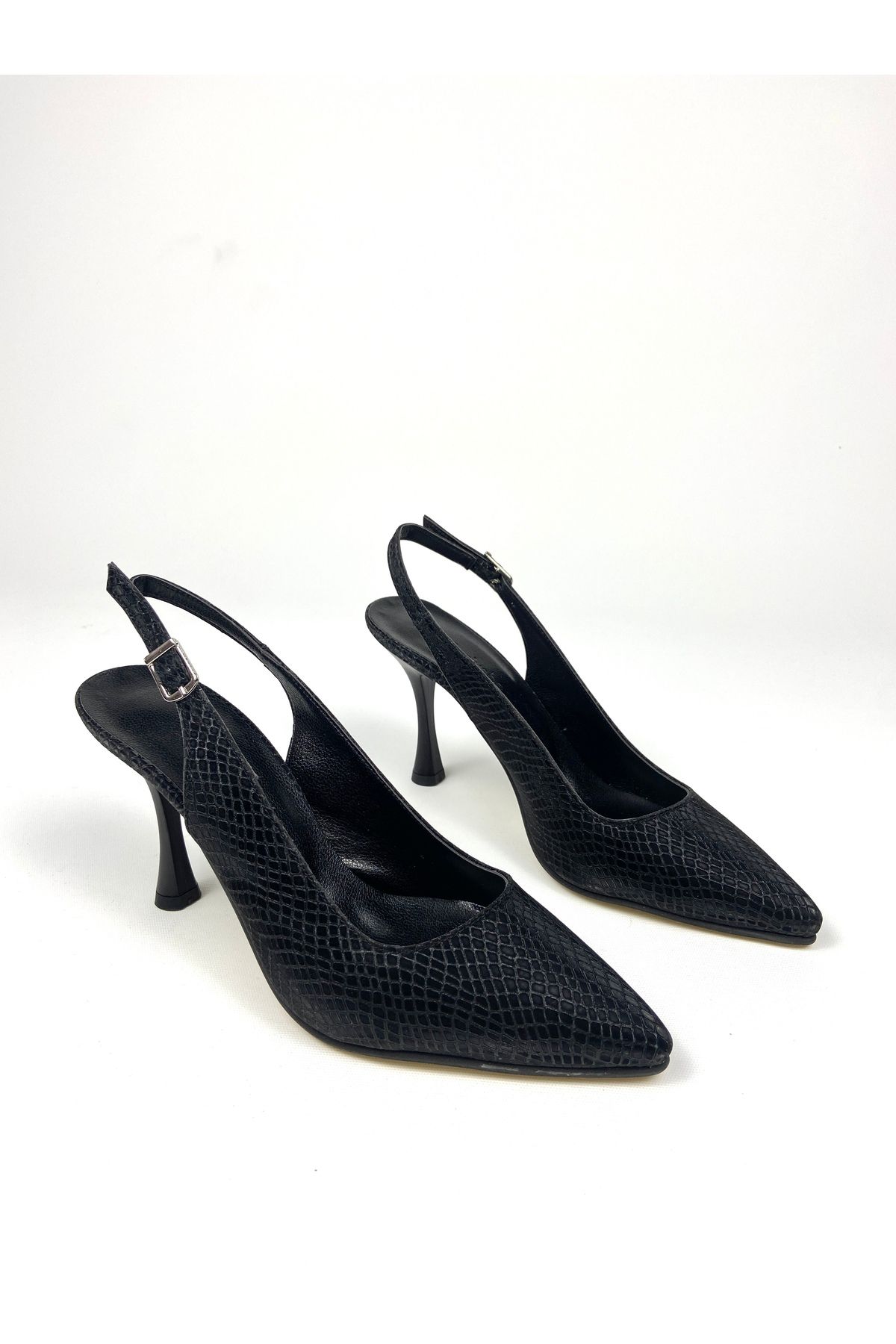 Gloriys Ayakkabı & Çanta Siyah desenli 9 cm topuklu ayakkabı 01495