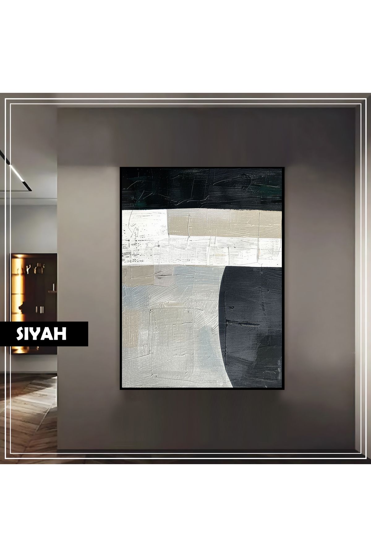 Harikabirev HARİKABİREV|02 GEOMETRİK SOYUT MODERN MODEL |ÇERÇEVELİ TEMPERLİ CAM TABLO TEKLİ DİKEY