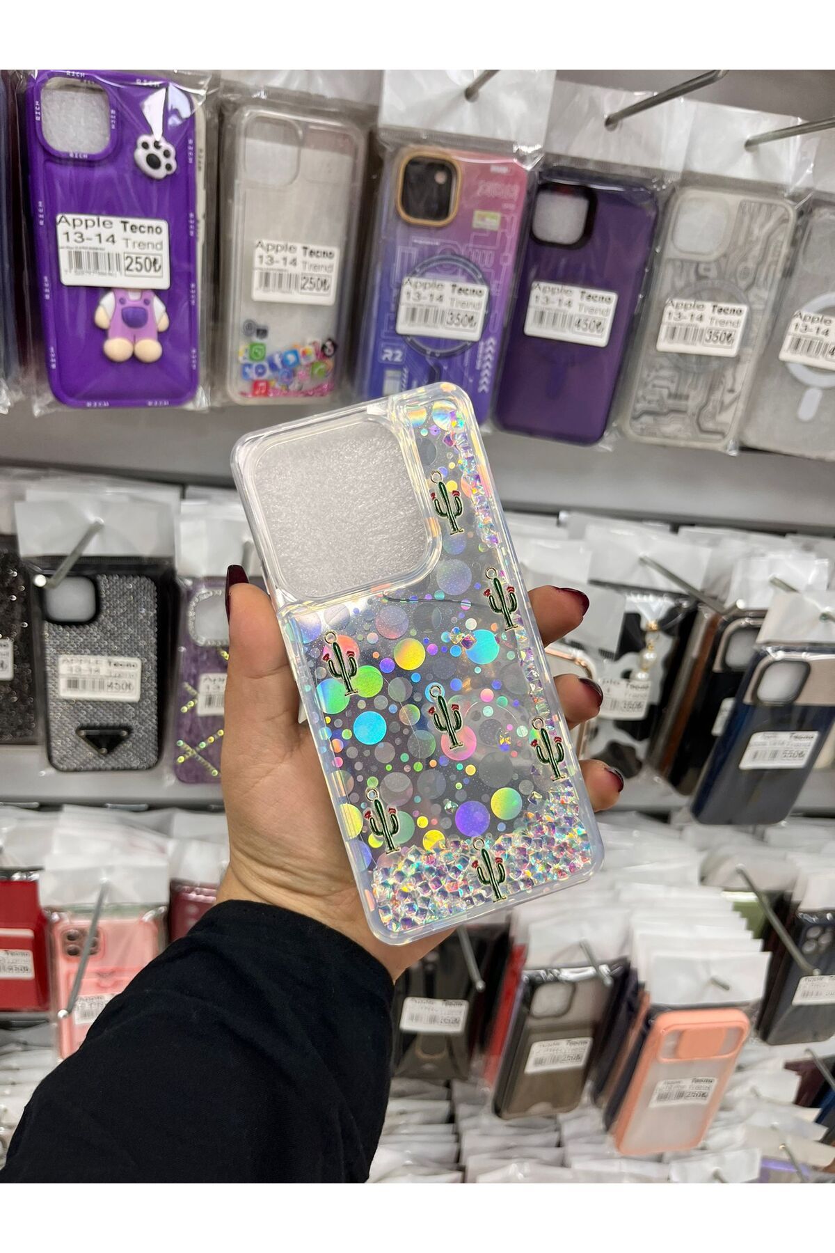 TECNOTREND Xiaomi Redmi Note 14 4g Sulu parıltılı Hologramlı şeffaf silikon kılıf
