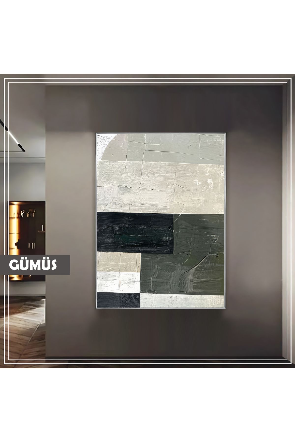 Harikabirev HARİKABİREV|GEOMETRİK SOYUT MODERN MODEL 01 |ÇERÇEVELİ TEMPERLİ CAM TABLO TEKLİ DİKEY