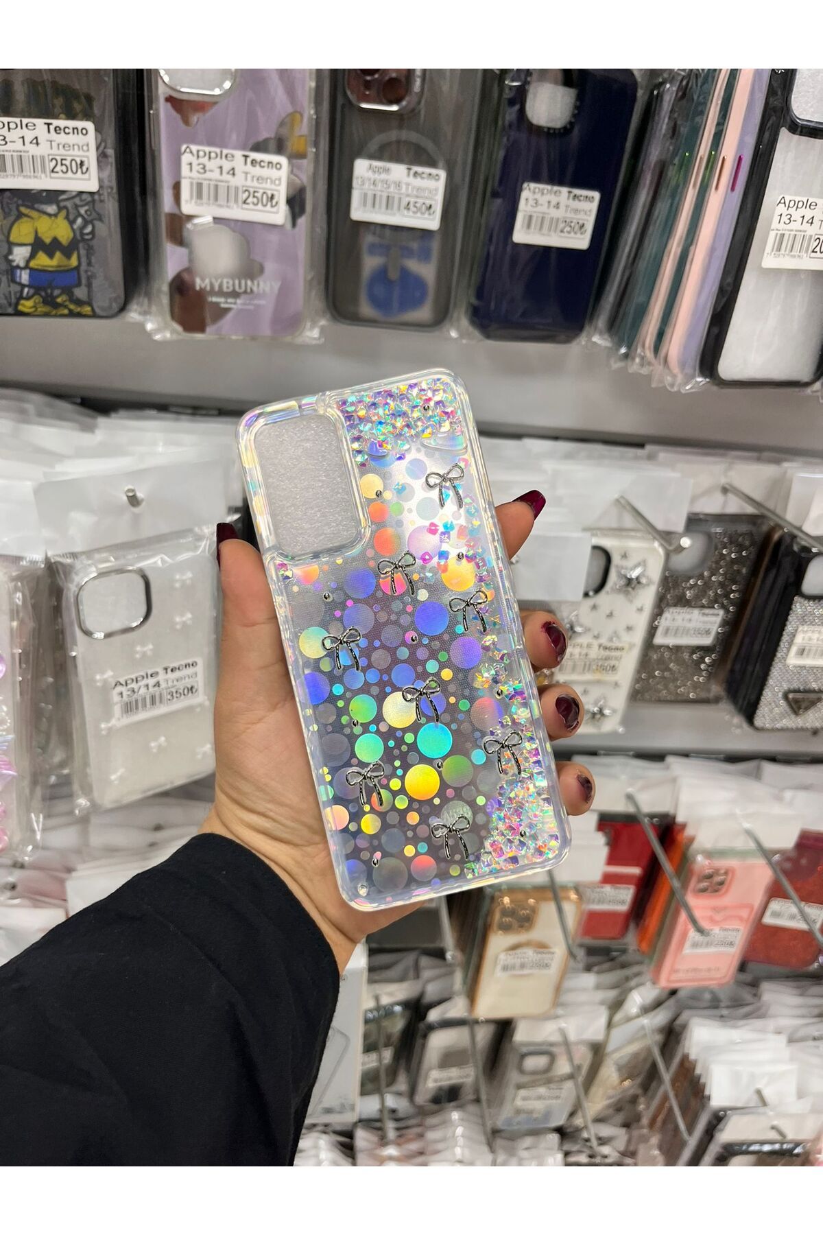 TECNOTREND Oppo A55 Sulu parıltılı Hologramlı şeffaf silikon kılıf