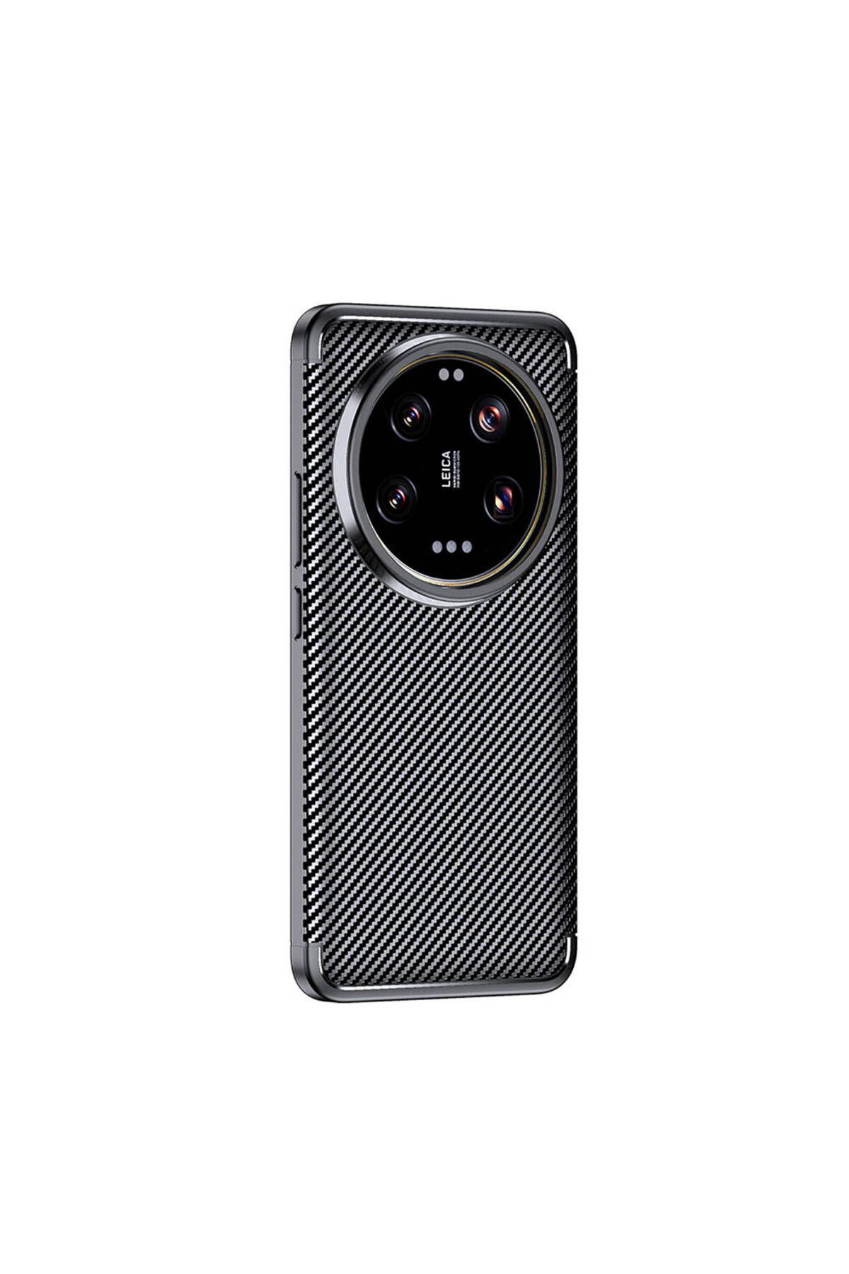 GRABONO Xiaomi Mi 14 Ultra Kılıf Karbon Fiber Görünümlü Ultra İnce Premium Carbon Case