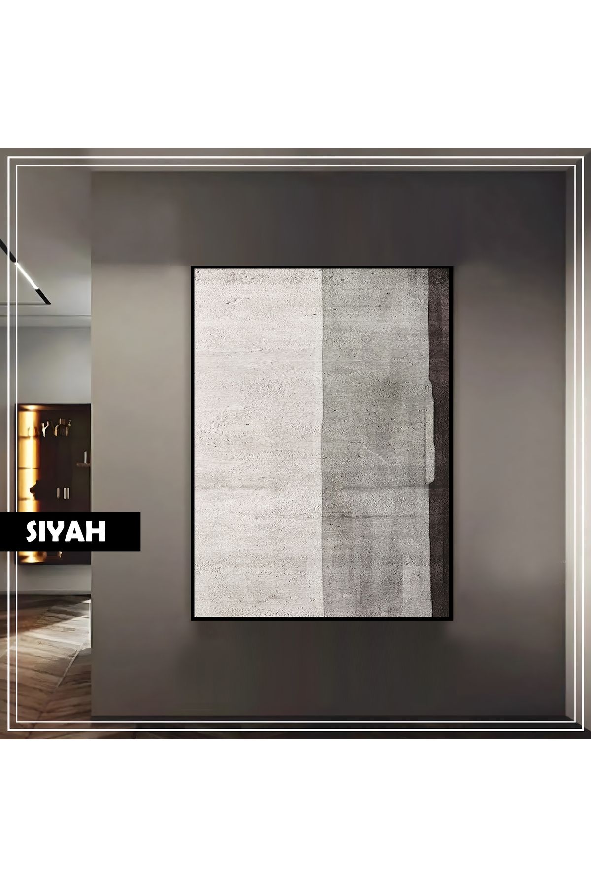 Harikabirev HARİKABİREV|GRİ MODERN GEOMETRIC SOYUT MODEL |ÇERÇEVELİ TEMPERLİ CAM TABLO TEKLİ DİKEY