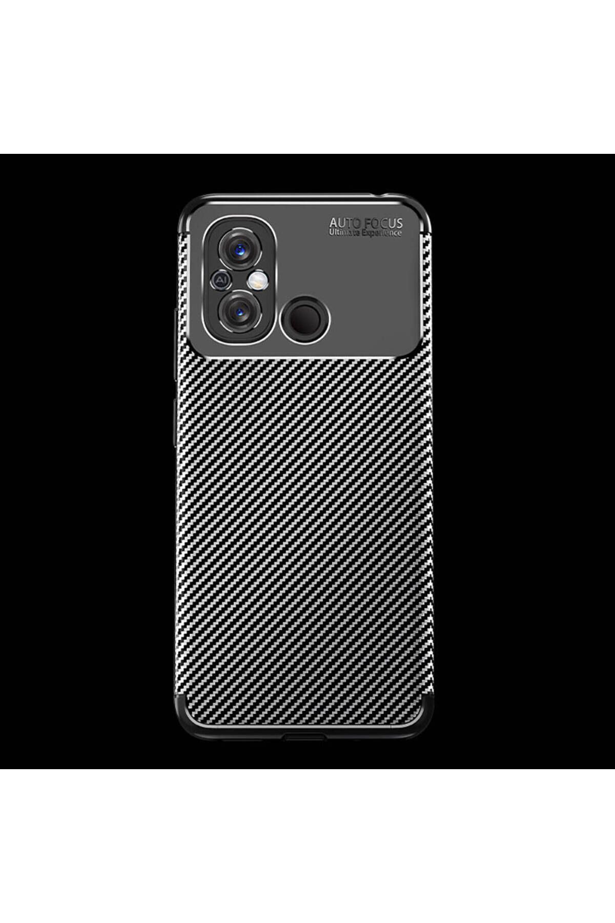 GRABONO Xiaomi Redmi 12C Kılıf Karbon Fiber Görünümlü Ultra İnce Premium Carbon Case