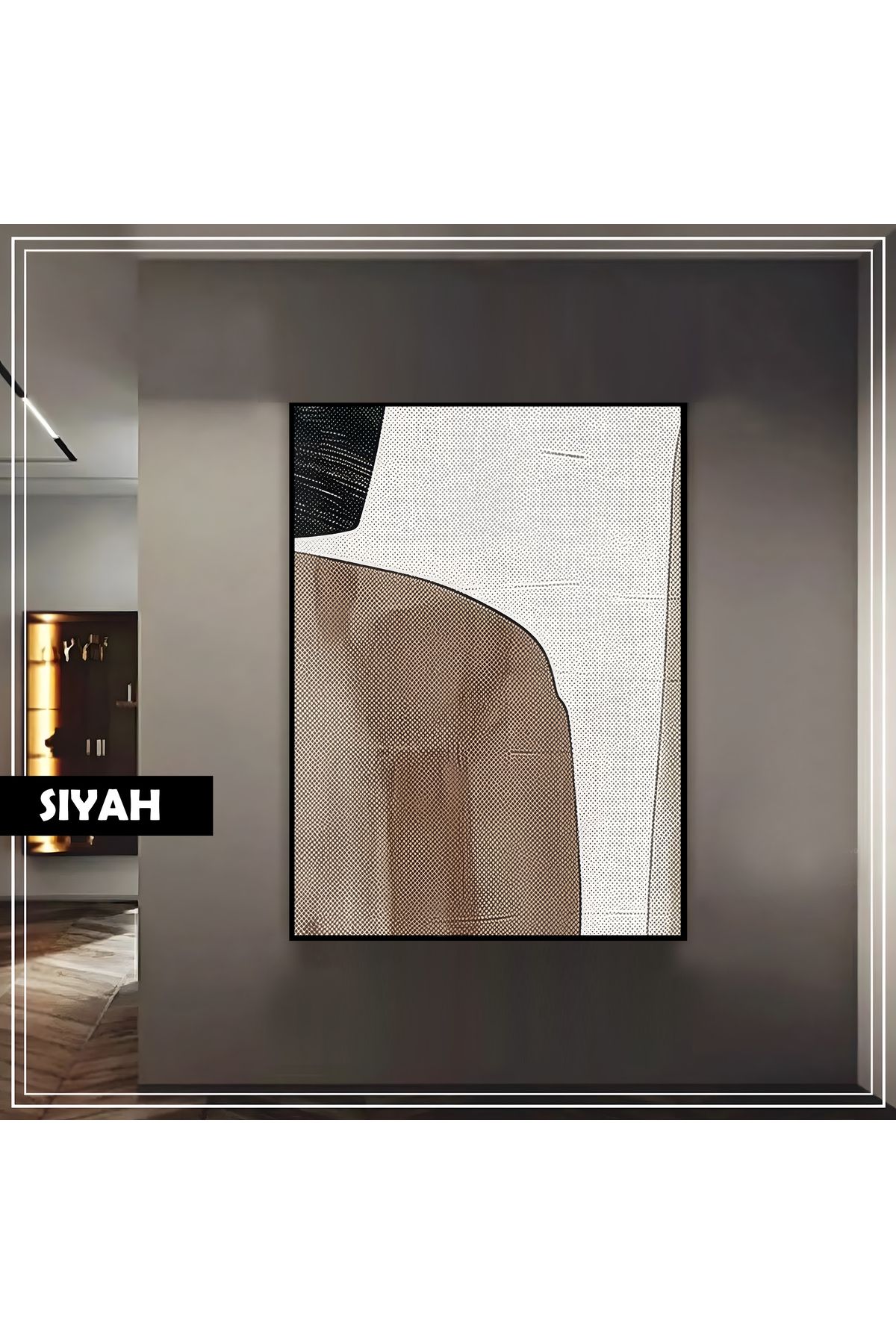 Harikabirev HARİKABİREV|KAHVE RENK GRİ SOYUT MODERN MODEL |ÇERÇEVELİ TEMPERLİ CAM TABLO TEKLİ DİKEY