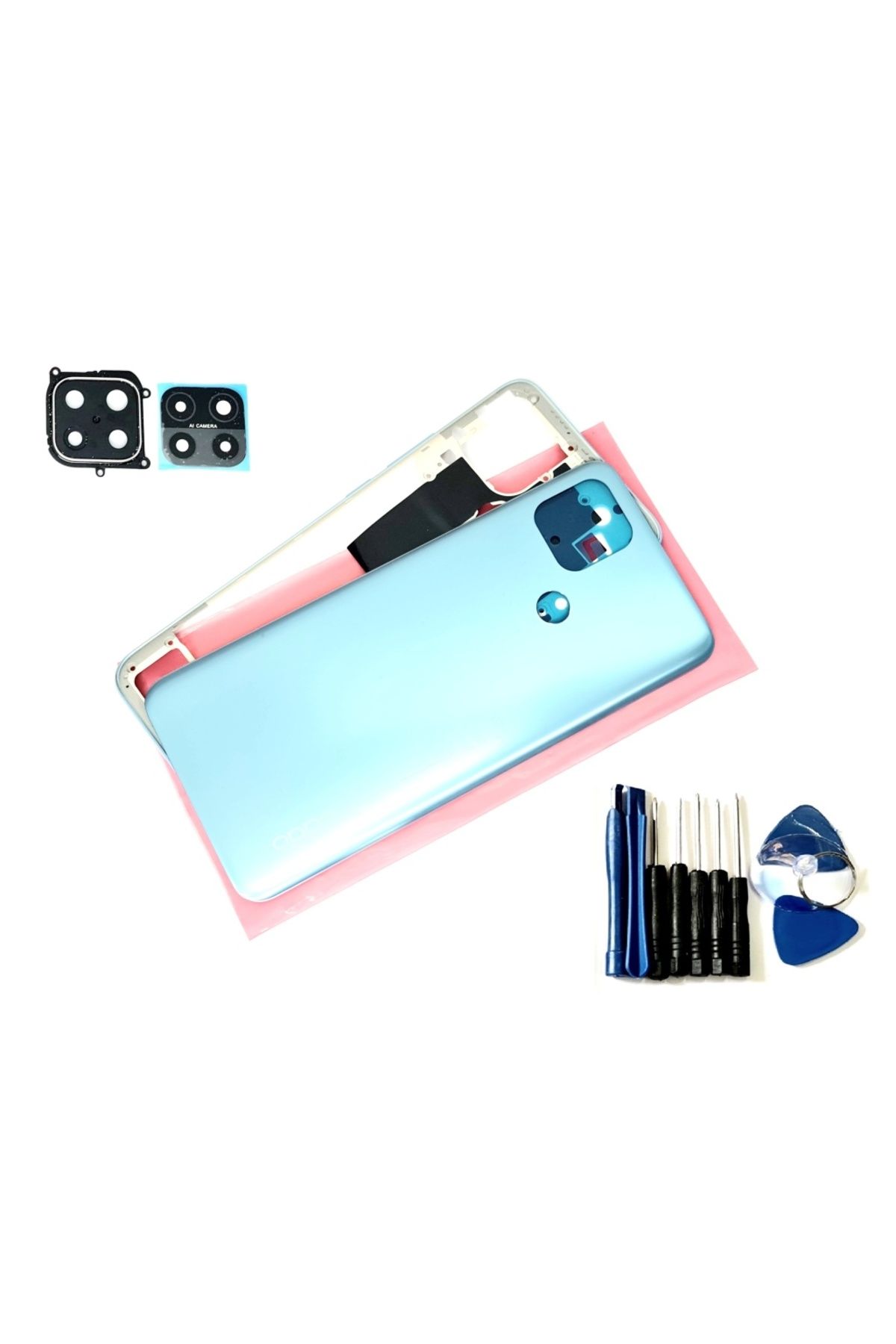 indirimplus Oppo A15 A15S Kasa Arka Pil Kapağı Full (TAMİR SETİ) MAVİ