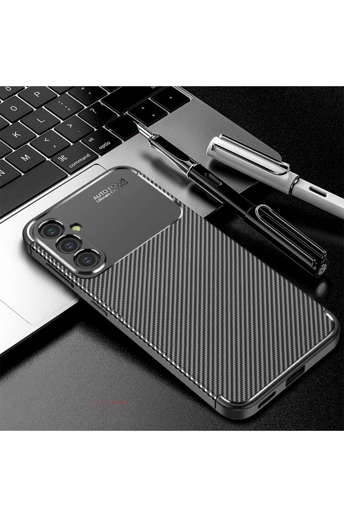 GRABONO SAMSUNG GALAXY A05S Kılıf Karbon Fiber Görünümlü Ultra İnce Premium Carbon Case