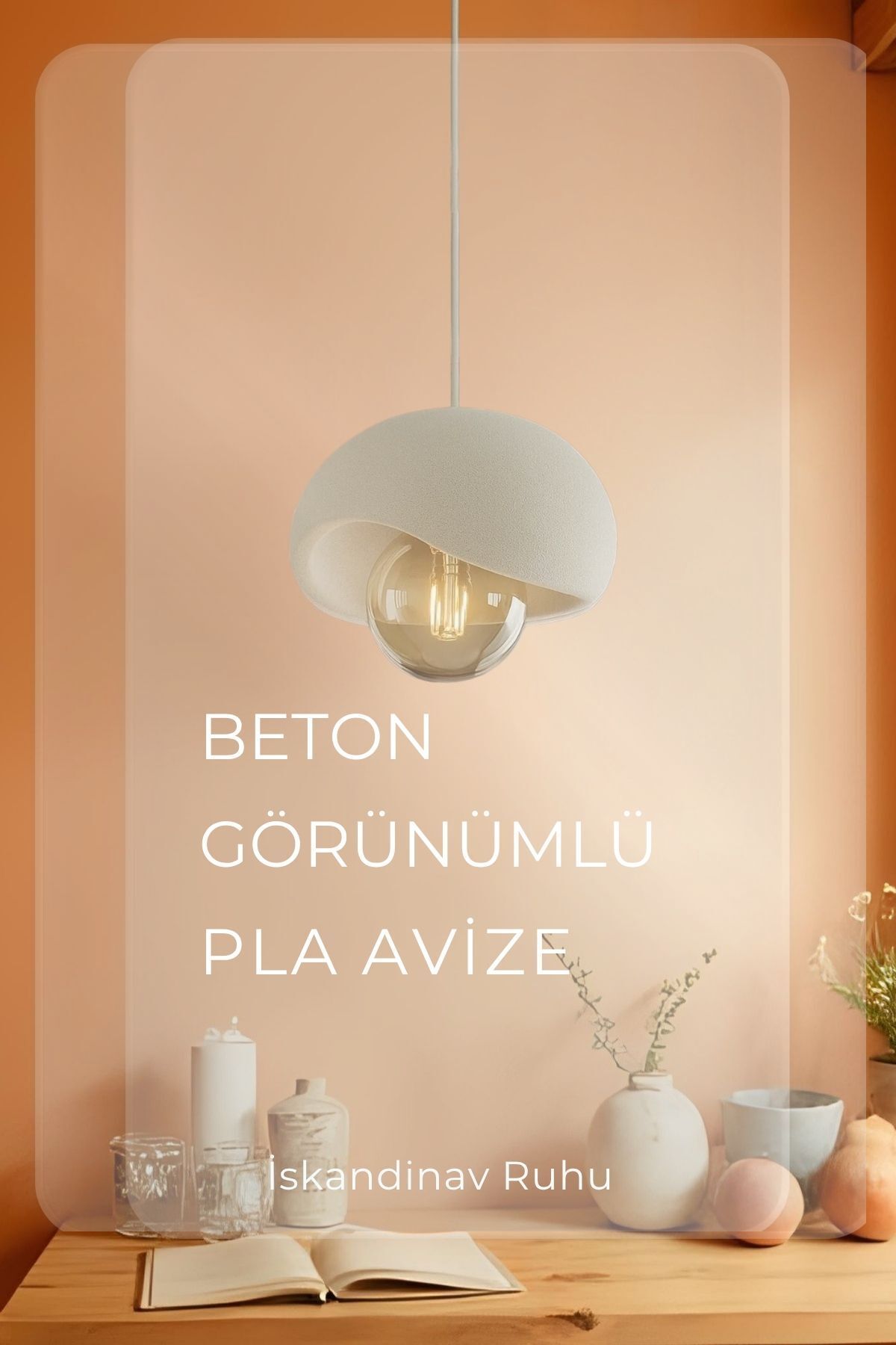 Findify Store Beton Görünümlü Stone Mushroom İskandinav Tarz Dokulu Sarkıt Çevre Dostu Avize
