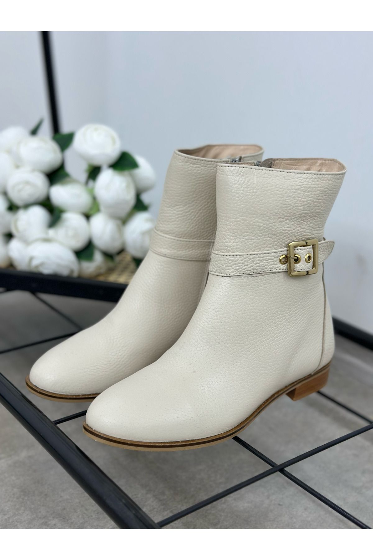 VİVENS MODA Hakiki Deri Kadın Bot | BEJ