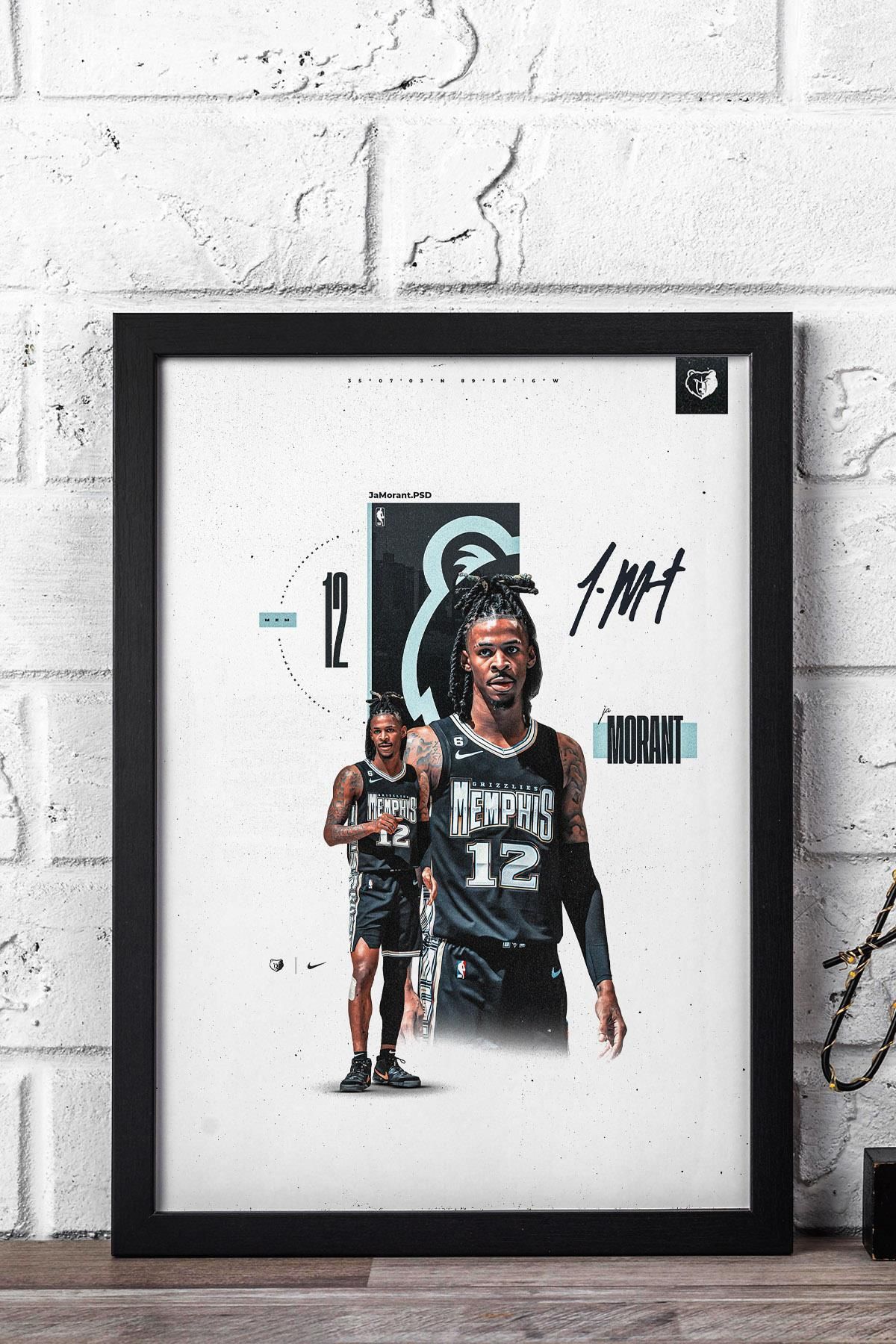 Saturn Ja Morant Çerçeveli Tablo - Memphis Grizzlies NBA Posteri Tablo