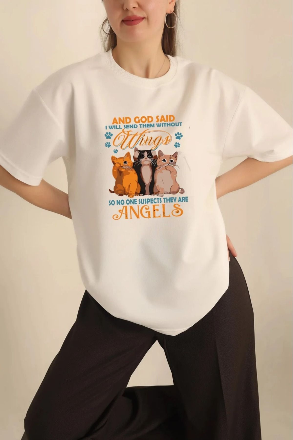 shidumanlar Unisex Oversize Kediler Tasarmı