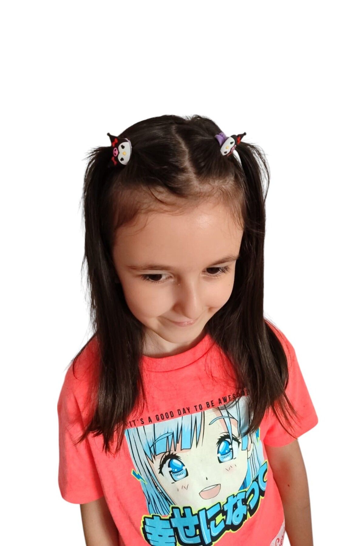 FAMEMUS ACCESSORY Kuromi Figürlü 4 lü Lastik-Papatya Figürlü Karışık Renkli Çocuk Set Toka