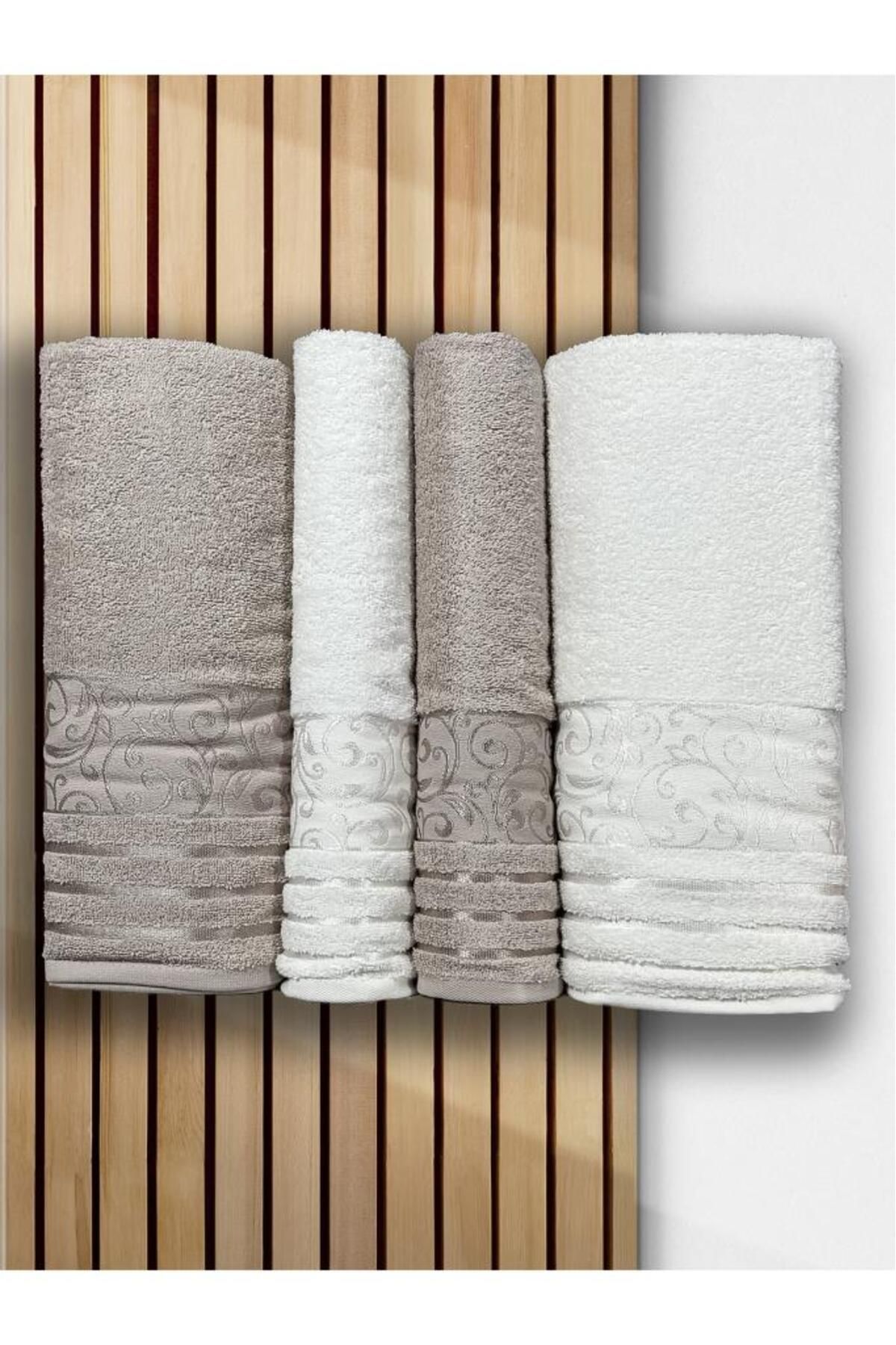 Çeyiz Diyarı Deren Hamam Takımı 4 Parça Krem - Bej