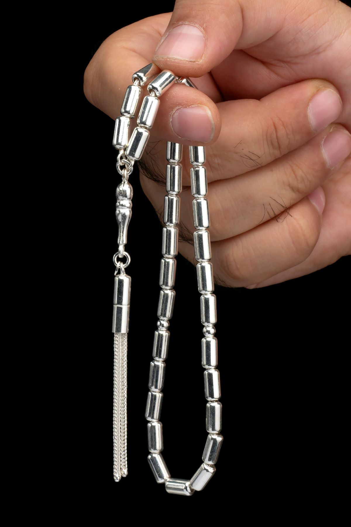 EHİNOS Sertifikalı Gümüş Tespih 5x10mm 22 gr Kapsül Kesim