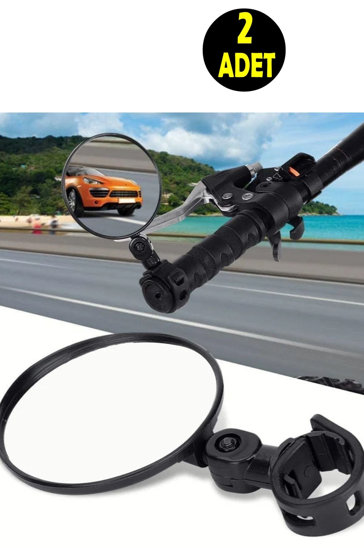 usin 2 ADET Motosiklet Mobilet Scoter Motorsiklet Bisiklet Scooter 360 Drecece Plastik Tekli Dikiz Aynası