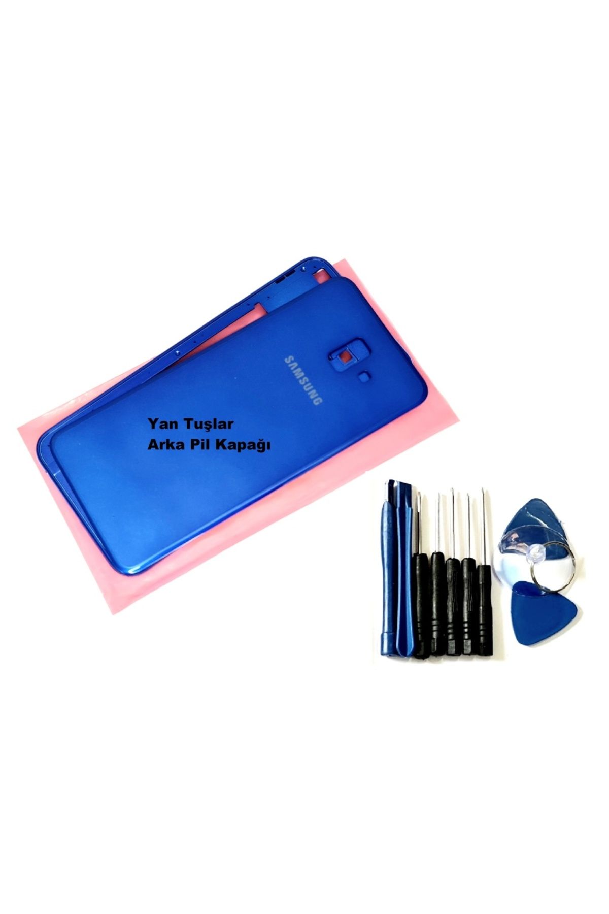indirimplus Samsung Galaxy J6 Plus FULL Kasa Arka Pil Batarya Kapağı (TAMİR SETİ) MAVİ