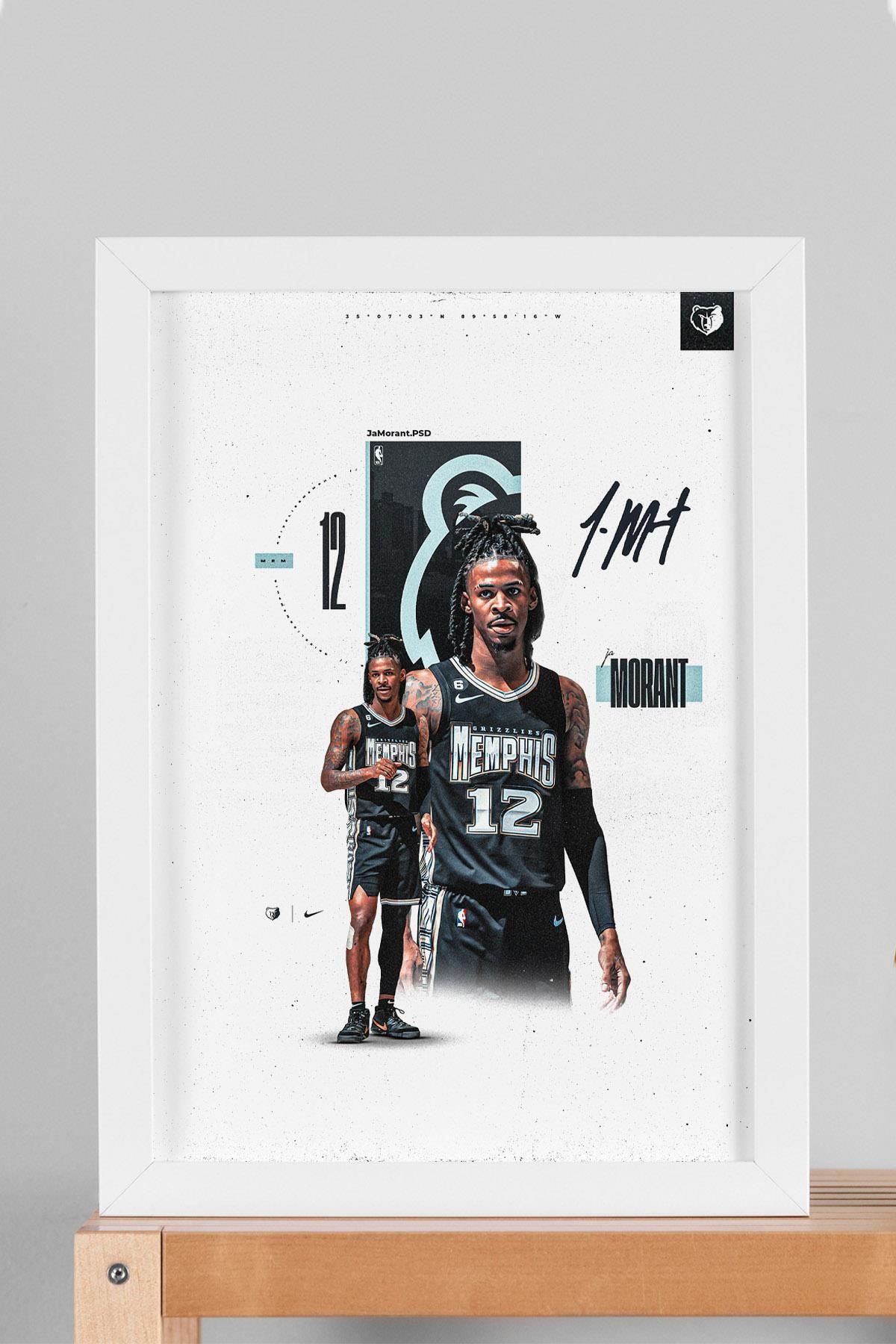 Saturn Ja Morant Çerçeveli Tablo - Memphis Grizzlies NBA Posteri Tablo