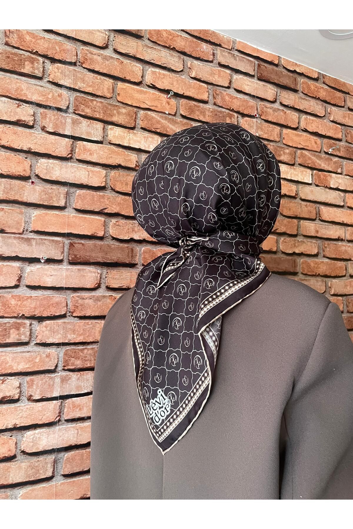 Levidor acı kahve twill ipek eşarp