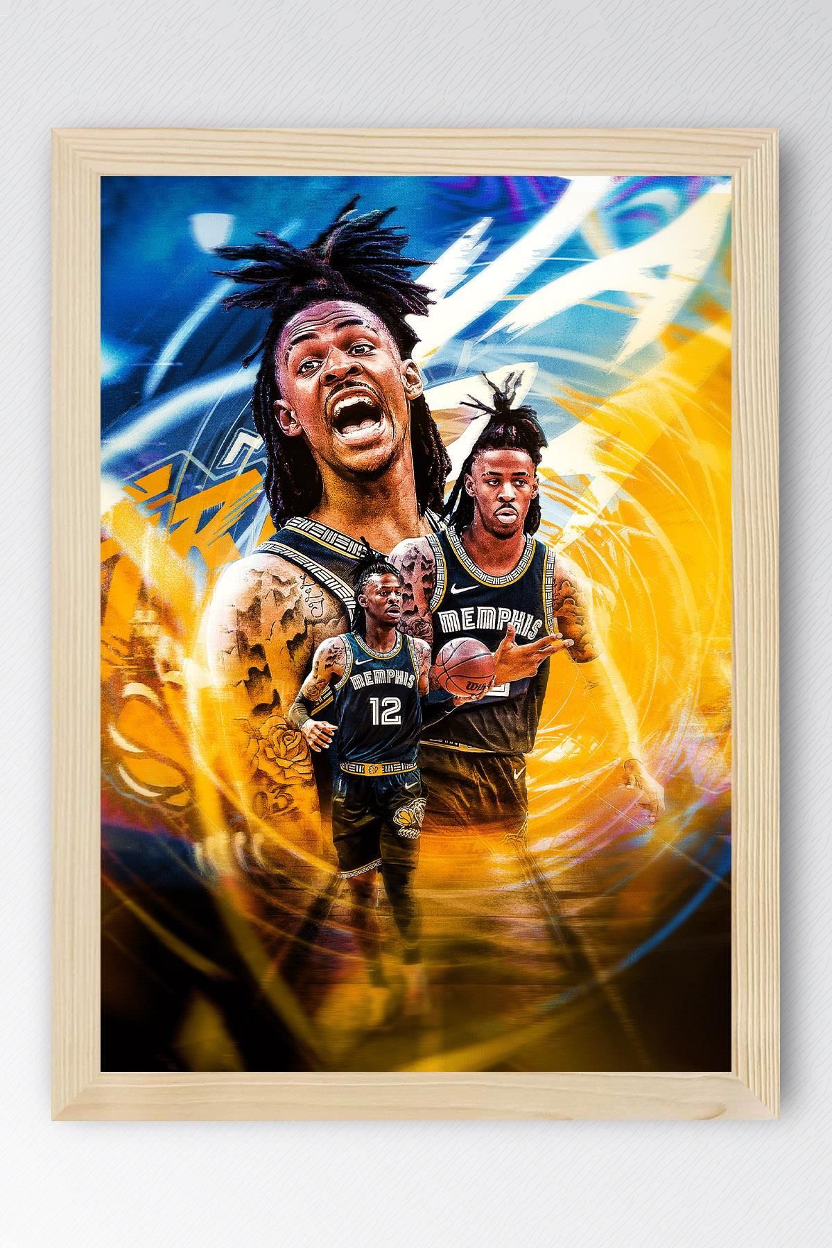 Saturn Ja Morant Çerçeveli Tablo - Memphis Grizzlies NBA Posteri Tablo