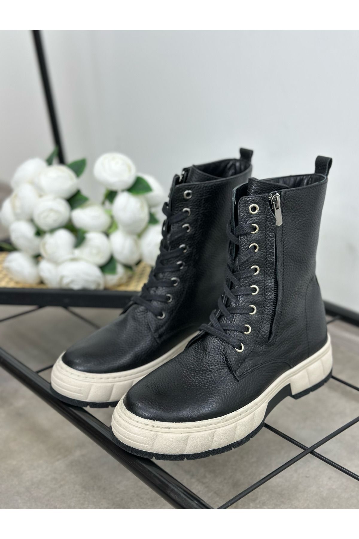 VİVENS MODA Hakiki Deri Kadın Bot | SİYAH