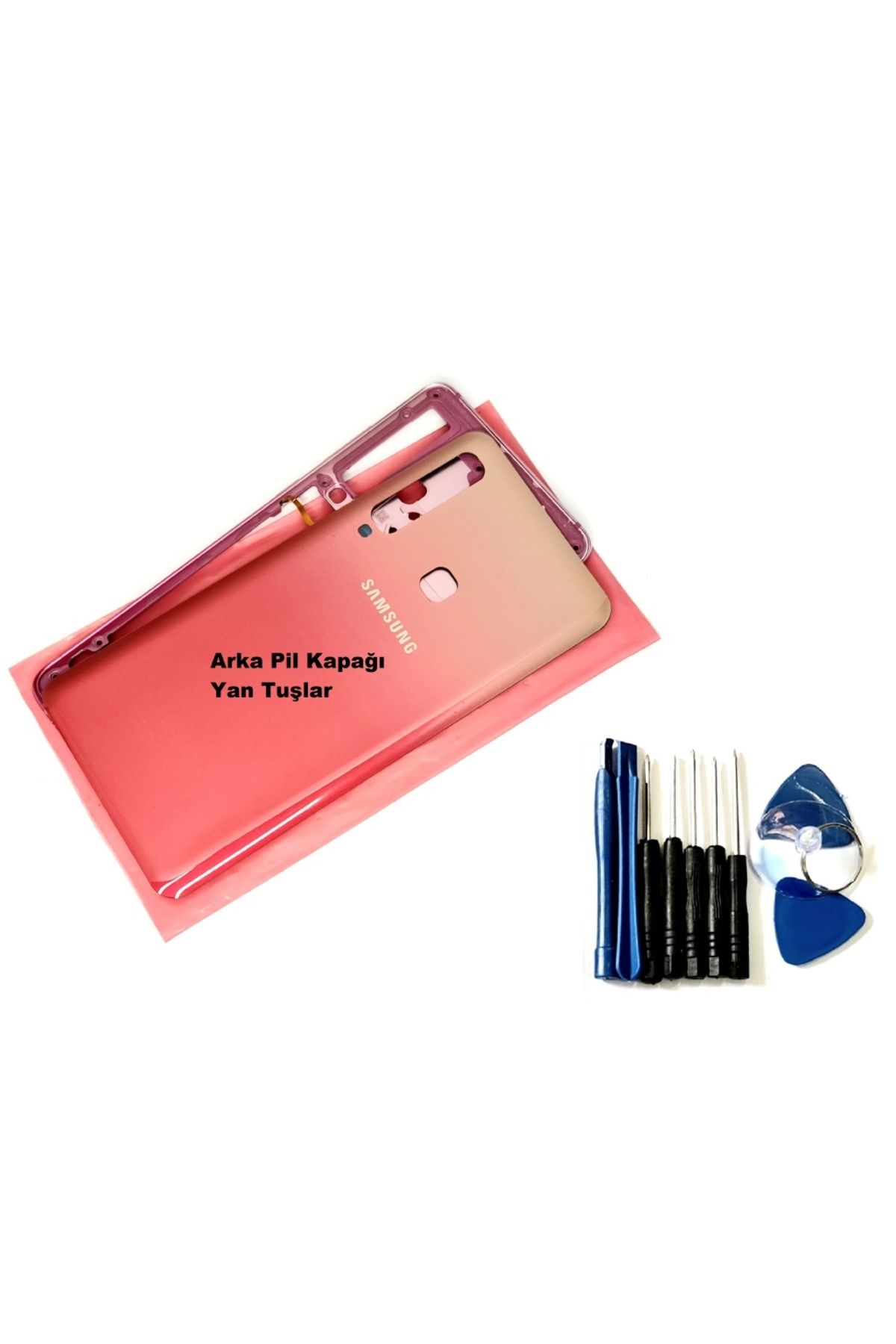 indirimplus Samsung Galaxy A9 A920 2018 FULL Kasa Arka Pil Batarya Kapağı (TAMİR SETİ) PEMBE