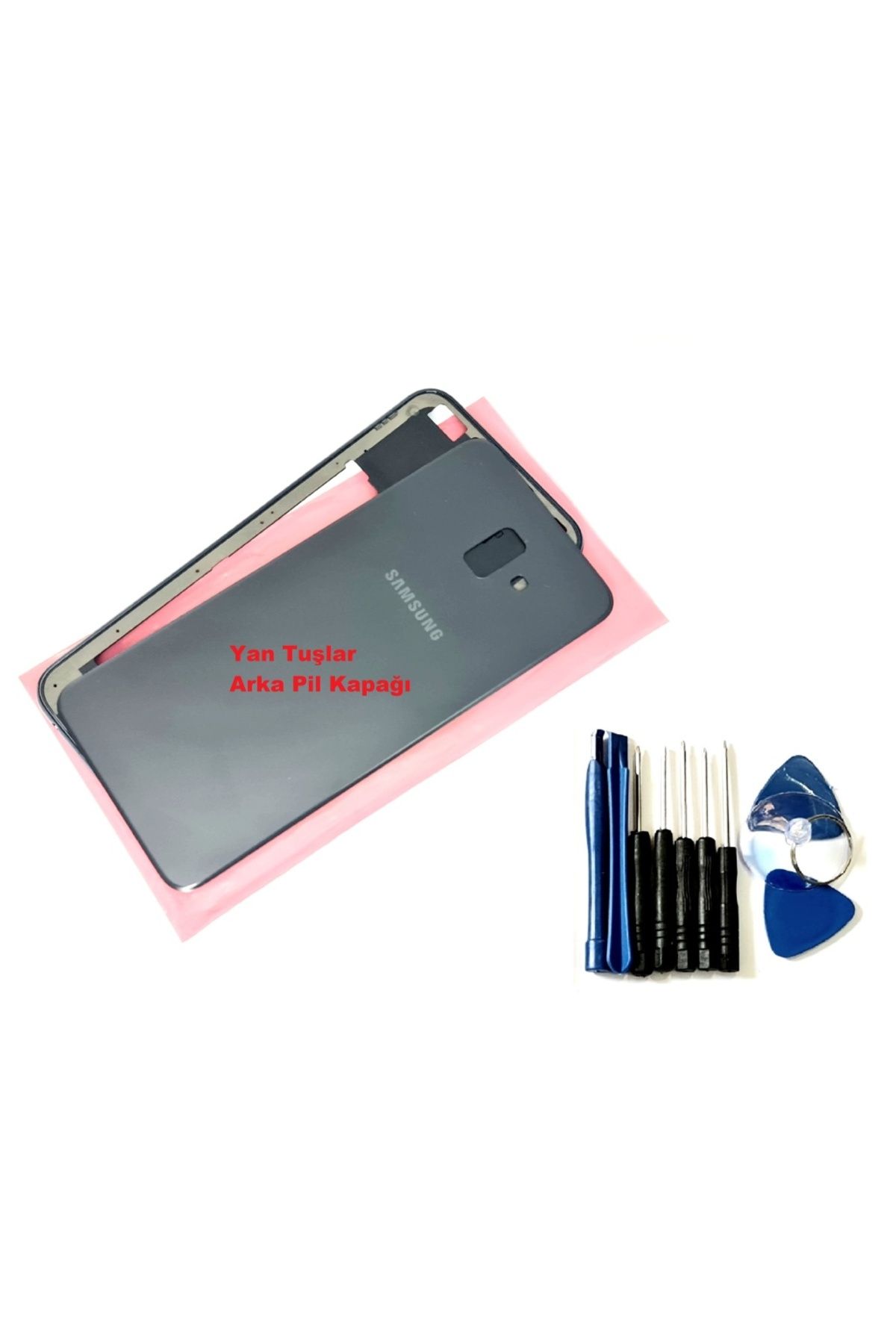 indirimplus Samsung Galaxy J6 Plus FULL Kasa Arka Pil Batarya Kapağı (TAMİR SETİ) SİYAH