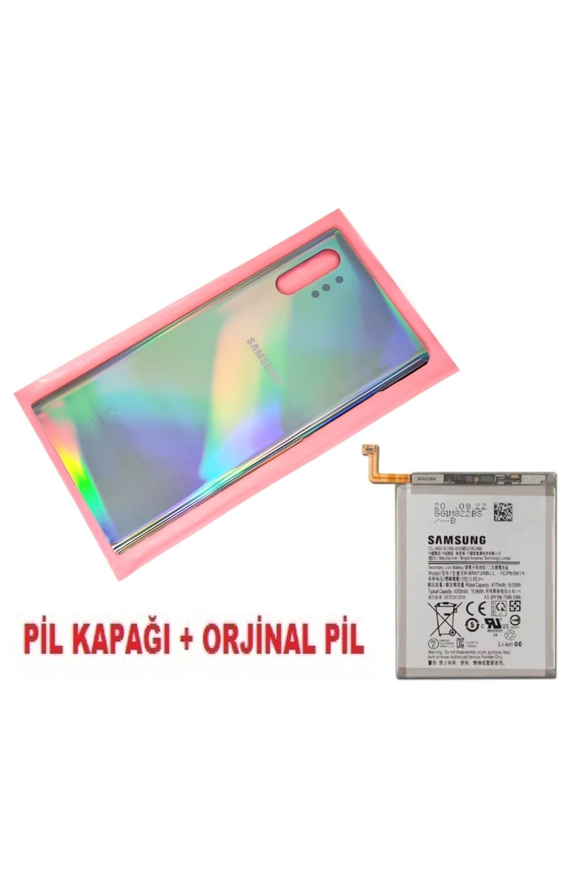indirimplus Samsung Galaxy Note 10 Plus Arka Pil Batarya Kapağı + PİL (CAM) GRİ