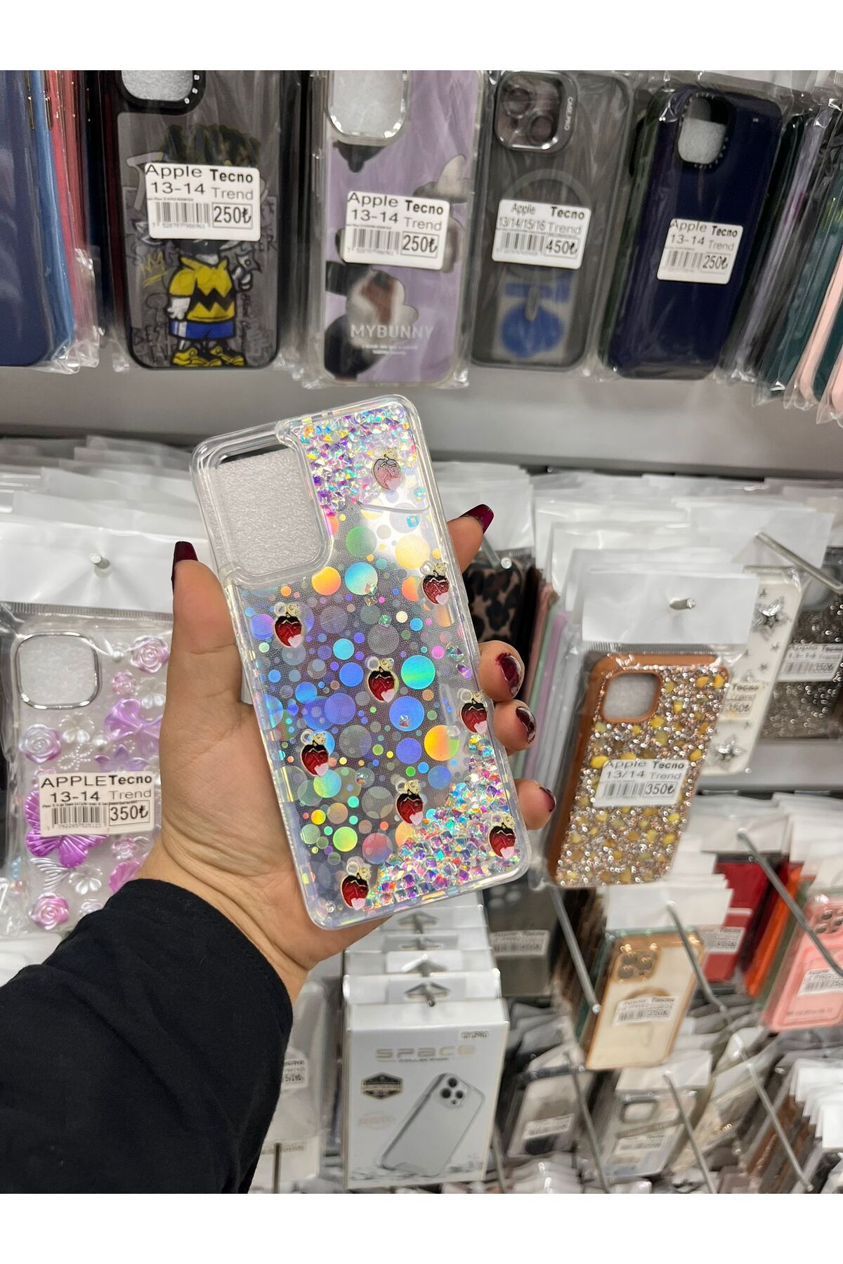 TECNOTREND Oppo A74 Sulu parıltılı Hologramlı şeffaf silikon kılıf