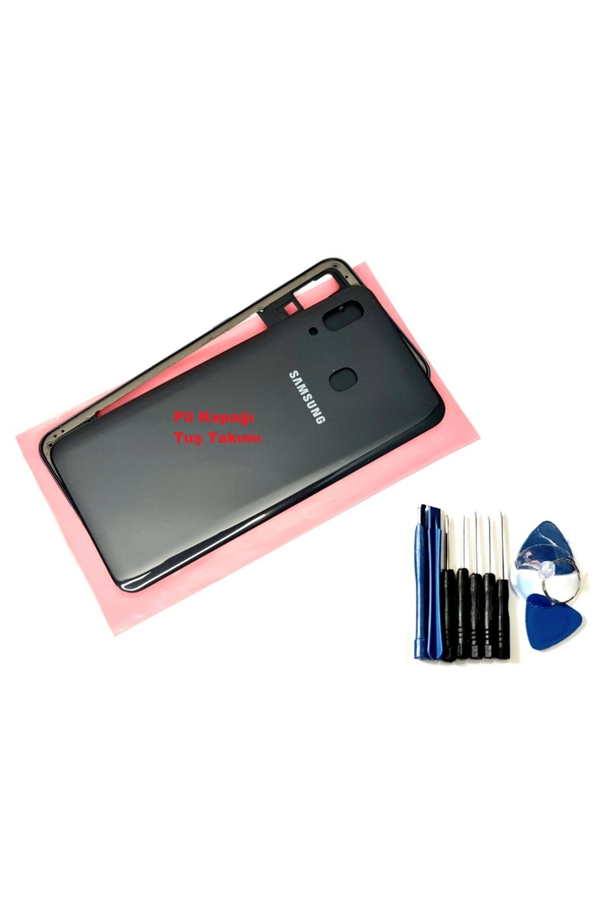 indirimplus Samsung Galaxy A30 (A305) FULL Kasa Kasa Arka Pil Batarya Kapağı (TAMİR SETİ) SİYAH